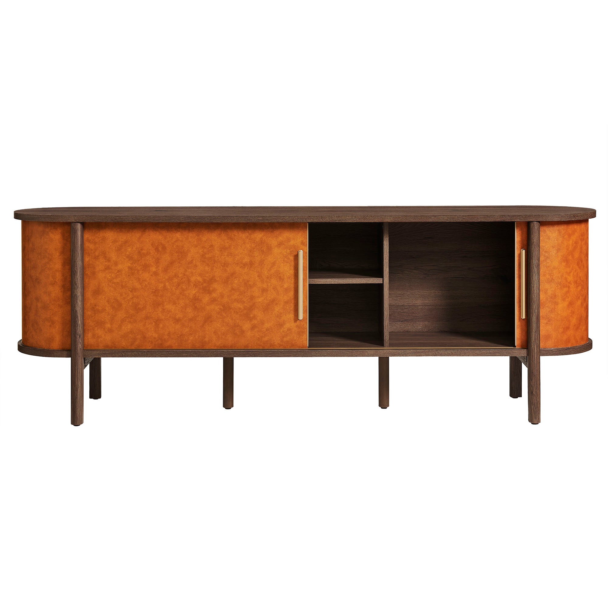 Modway Coralie Curved 71" Vegan Leather Oval TV Stand