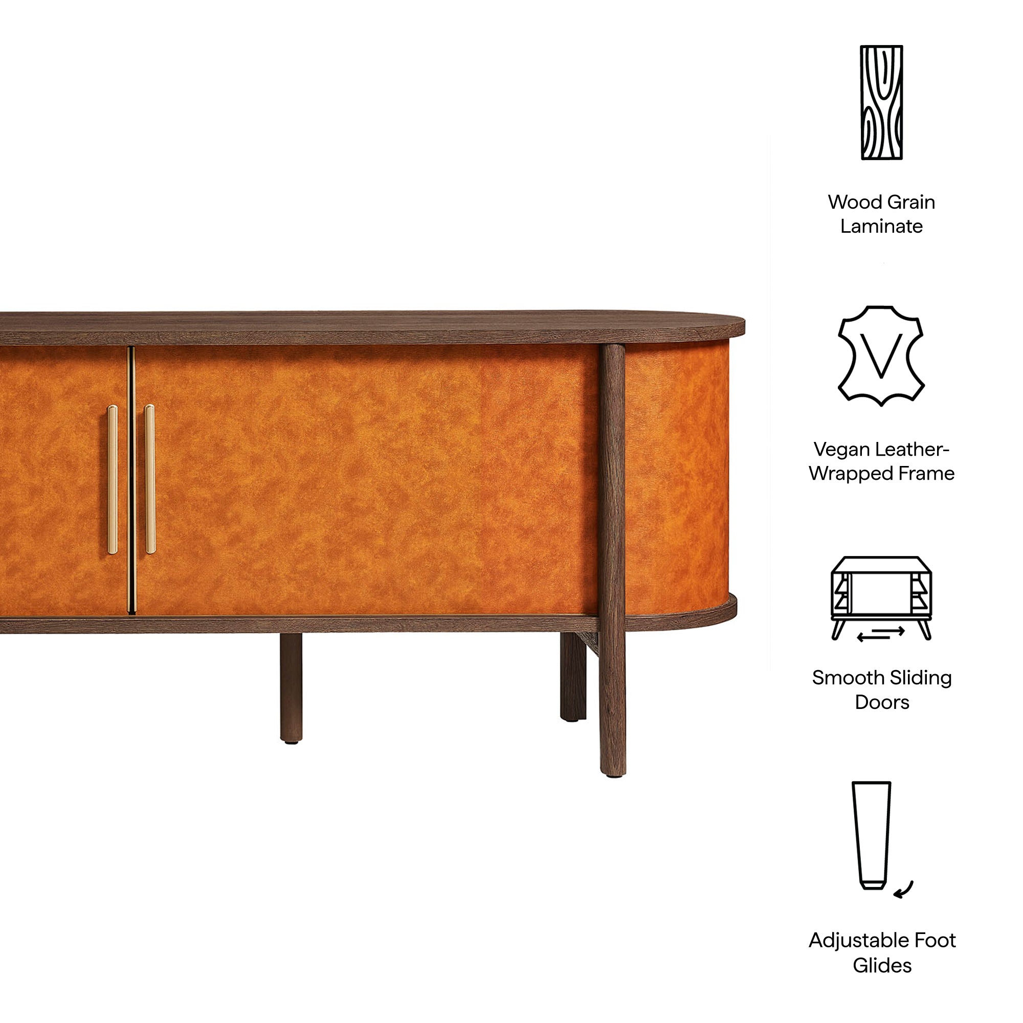 Modway Coralie Curved 71" Vegan Leather Oval TV Stand