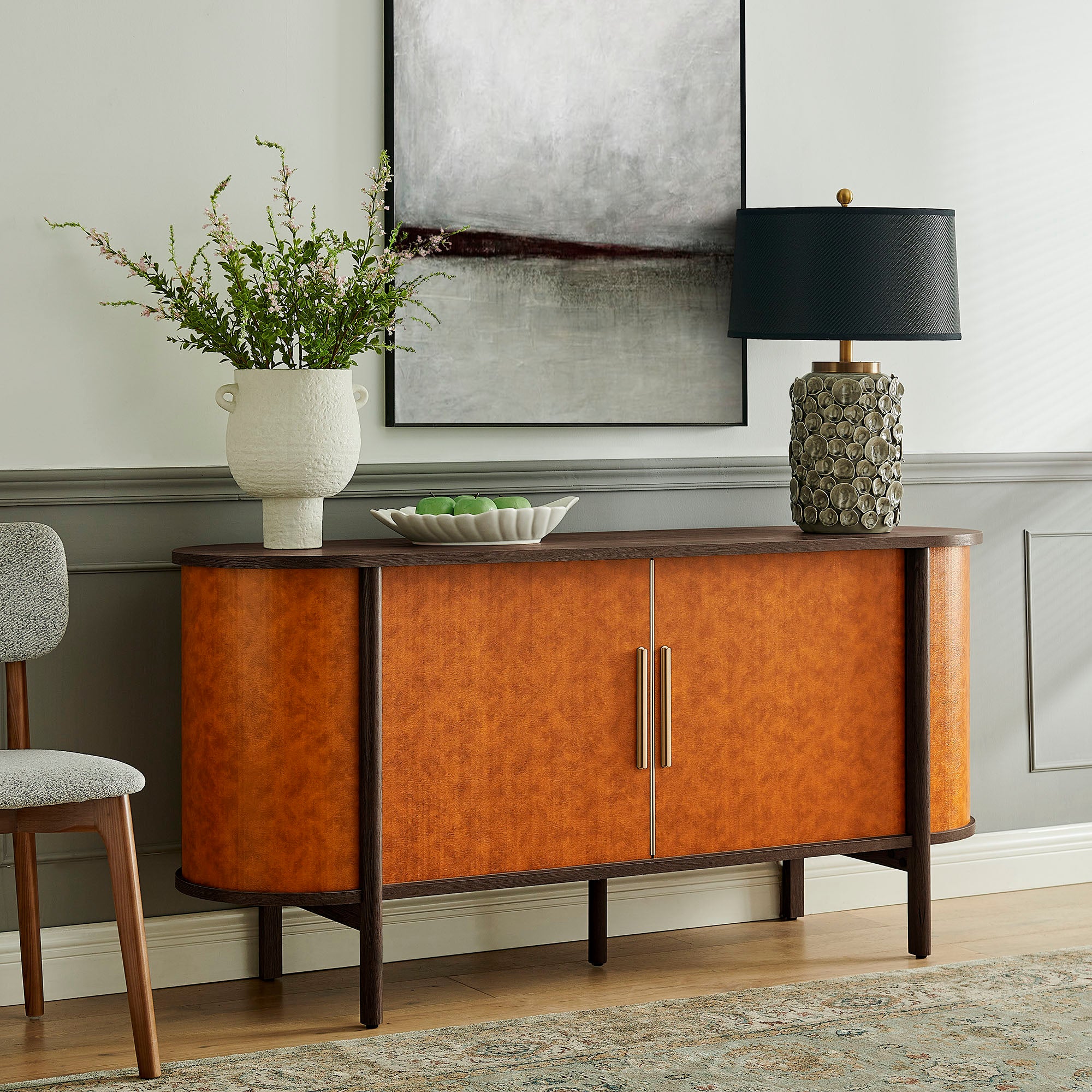 Modway Coralie Curved Vegan Leather Oval Sideboard
