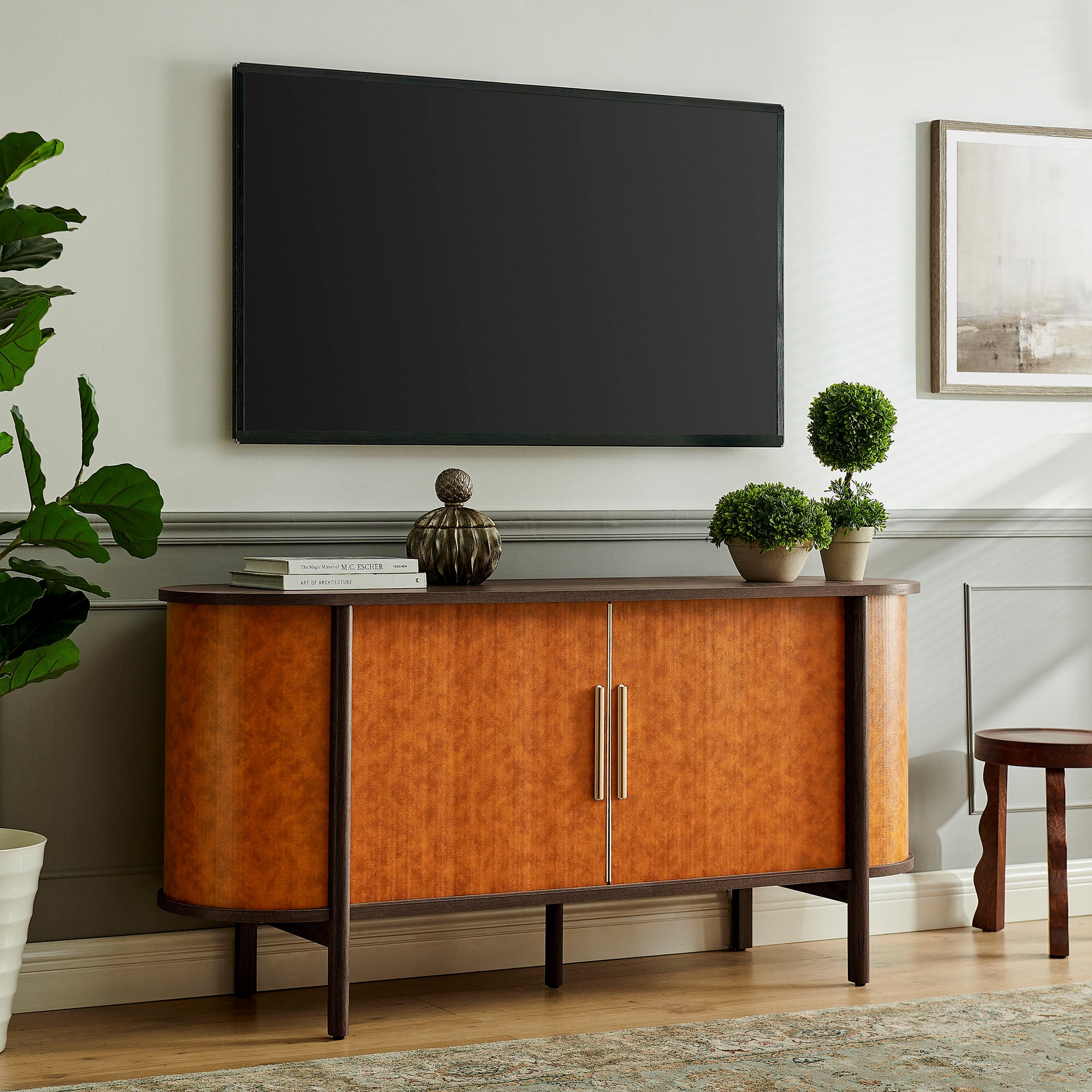 Modway Coralie Curved Vegan Leather Oval Sideboard