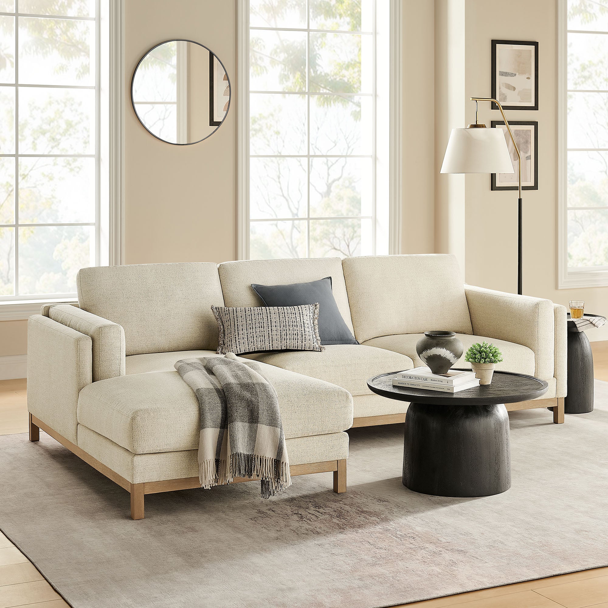 Modway Roscoe Left-Facing Fabric Sectional Sofa with Chaise