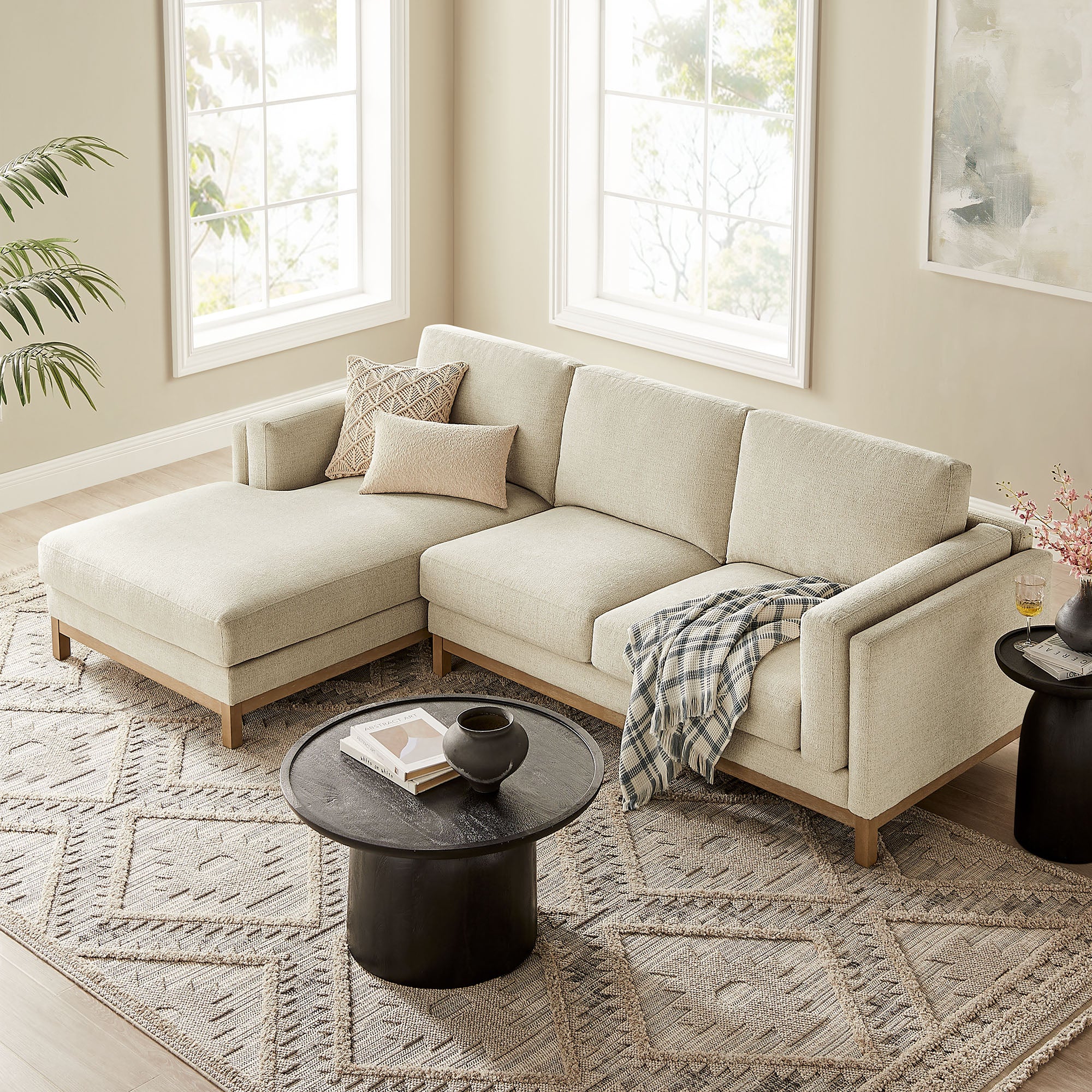 Modway Roscoe Left-Facing Fabric Sectional Sofa with Chaise