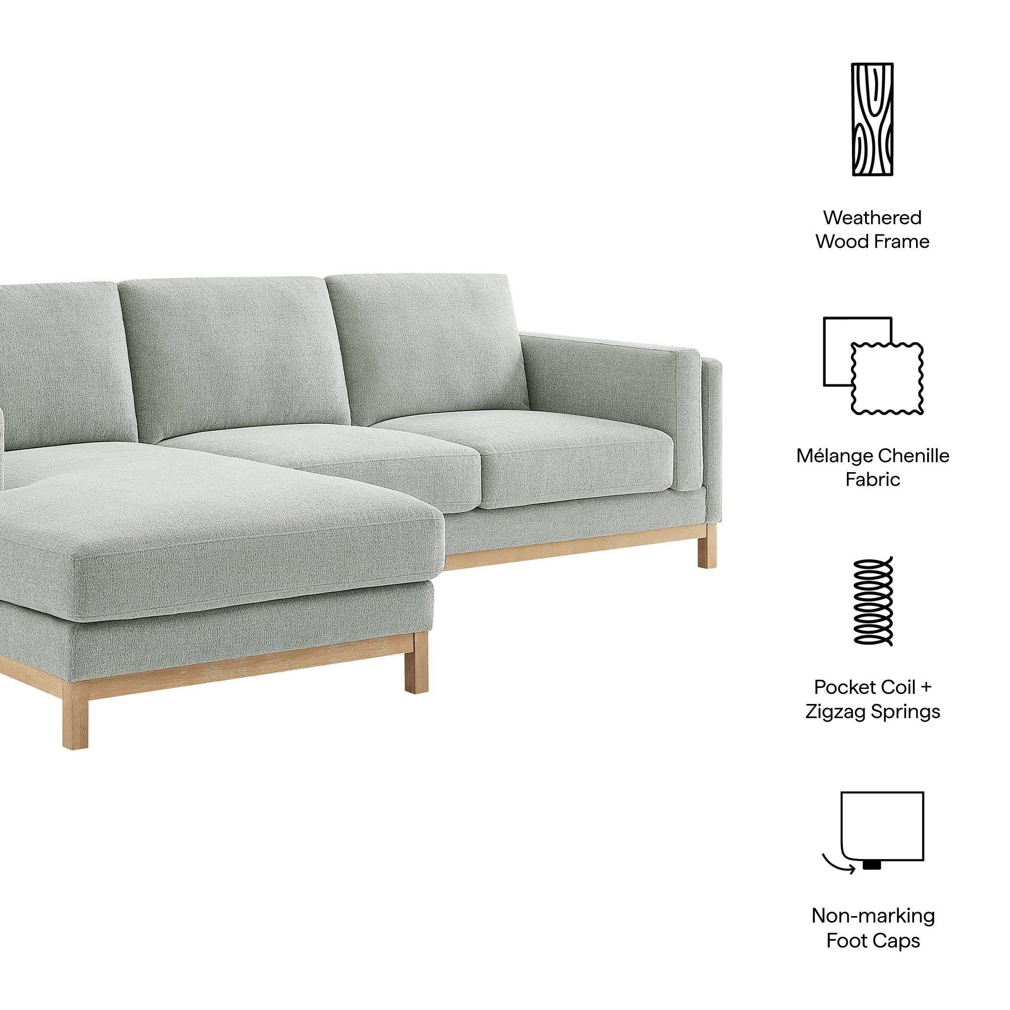 Modway Roscoe Left-Facing Fabric Sectional Sofa with Chaise