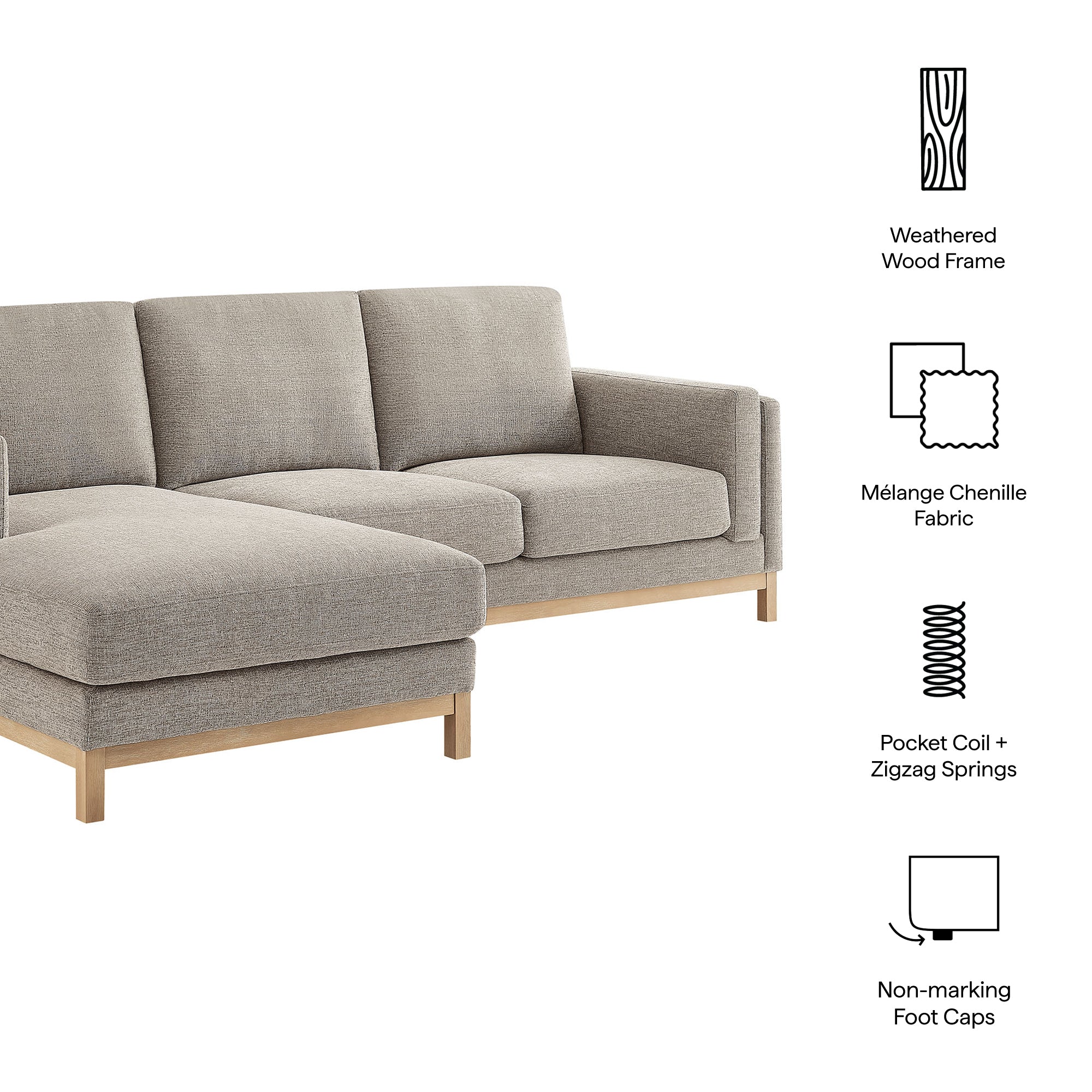 Modway Roscoe Left-Facing Fabric Sectional Sofa with Chaise