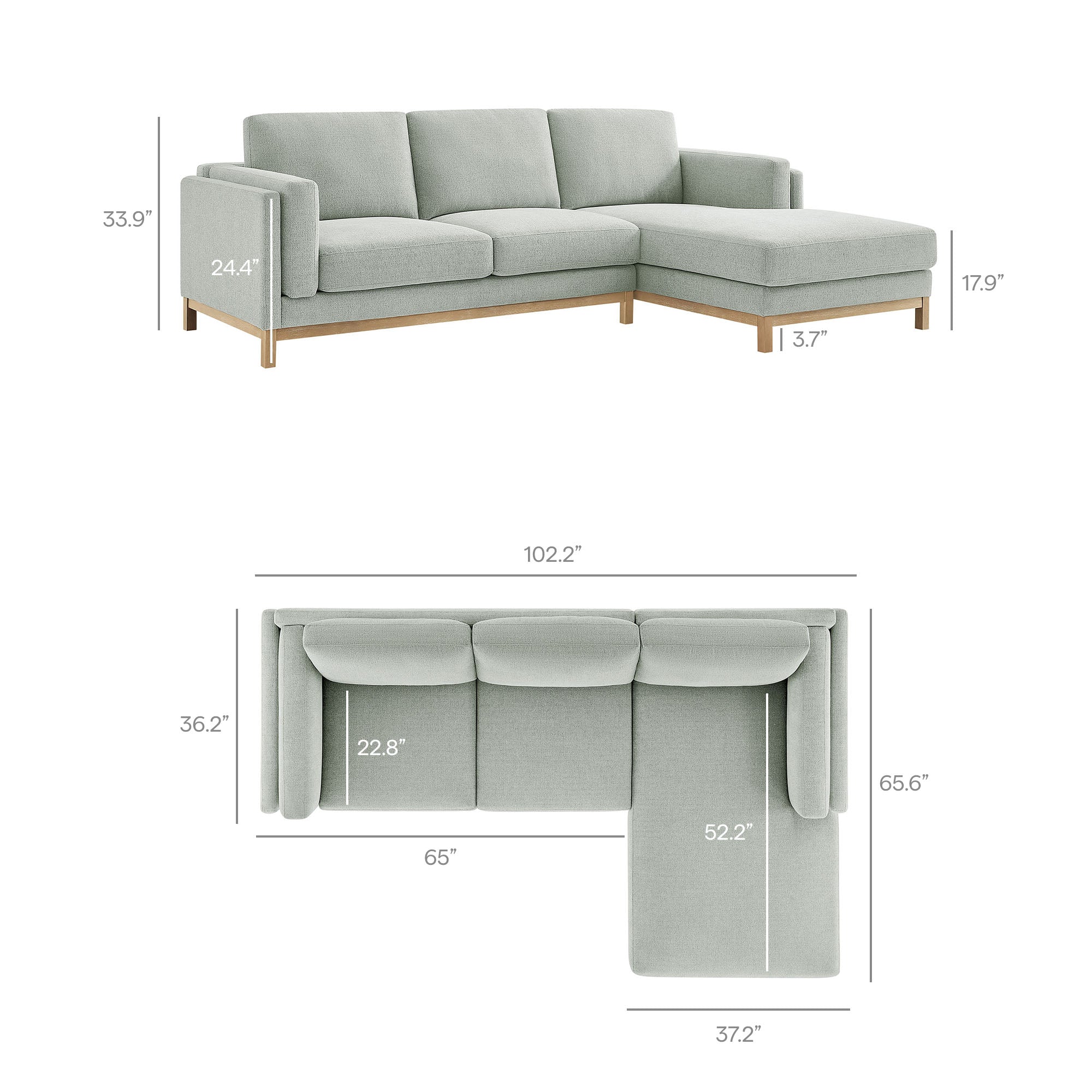 Modway Roscoe Right-Facing Fabric Sectional Sofa with Chaise