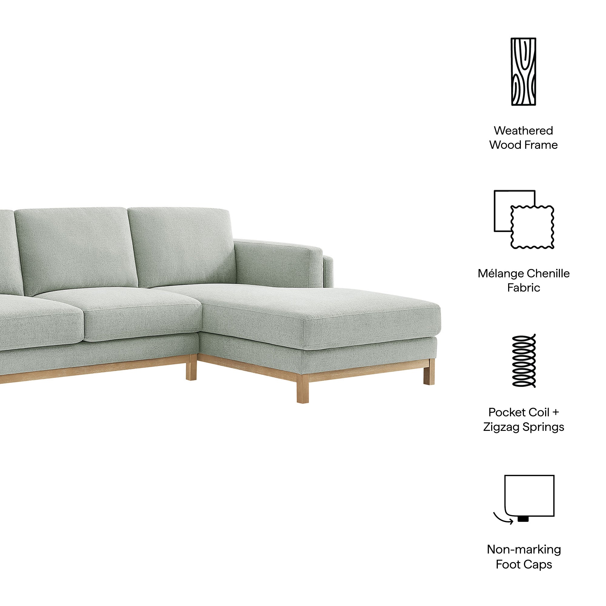 Modway Roscoe Right-Facing Fabric Sectional Sofa with Chaise