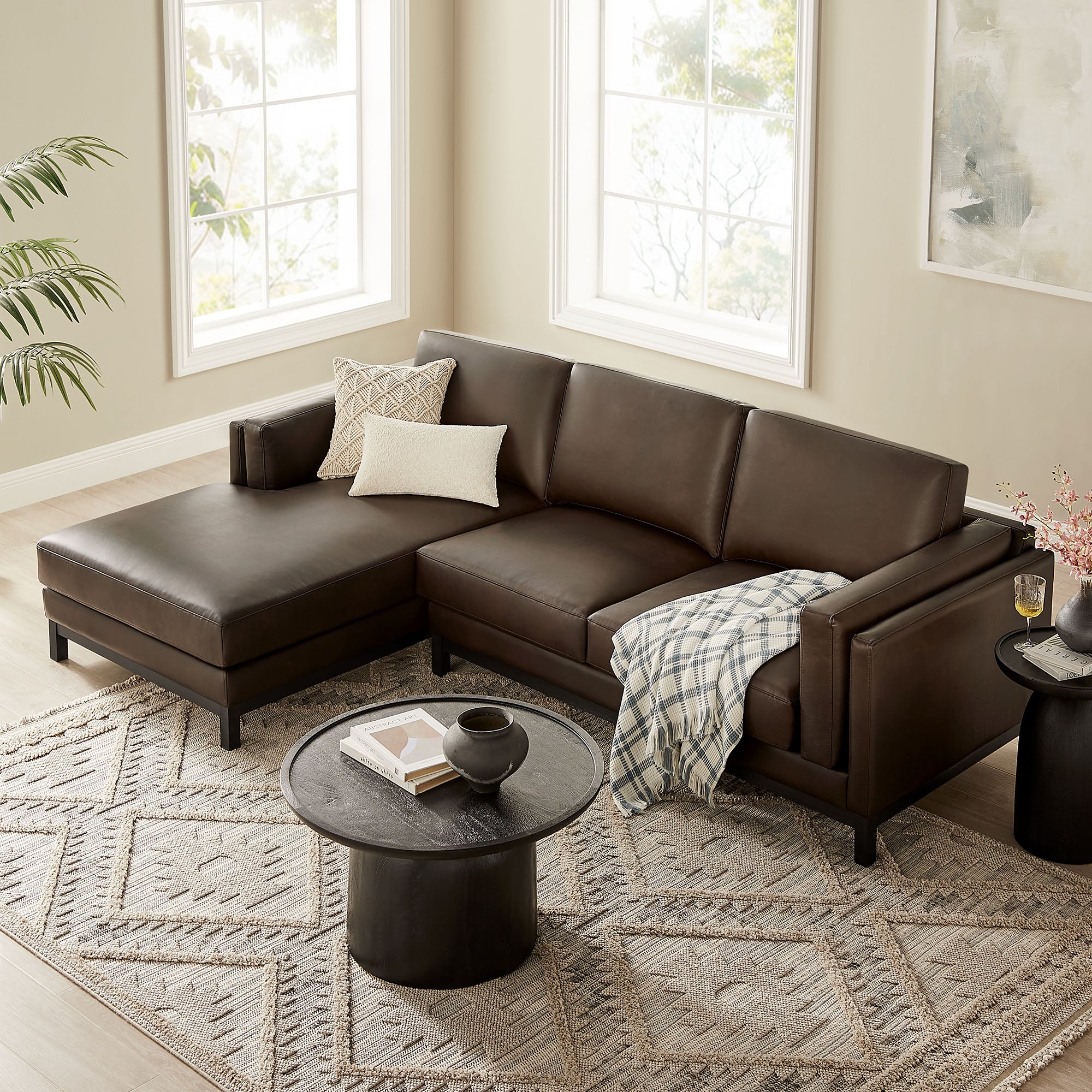 Modway Roscoe Left-Facing Vegan Leather Sectional Sofa with Chaise