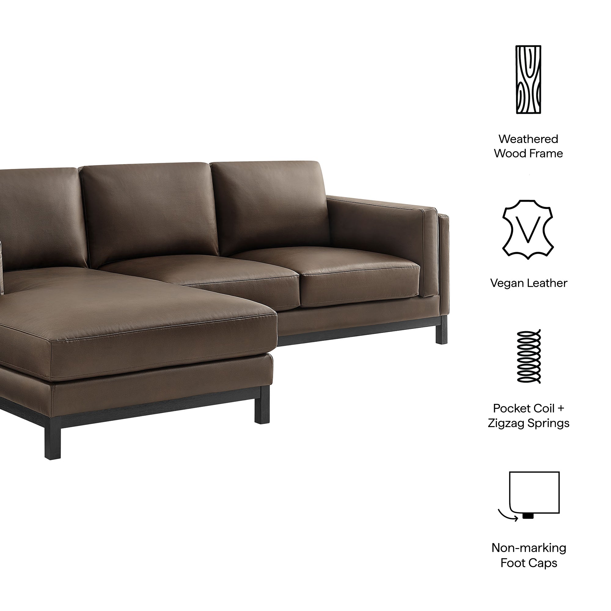 Modway Roscoe Left-Facing Vegan Leather Sectional Sofa with Chaise