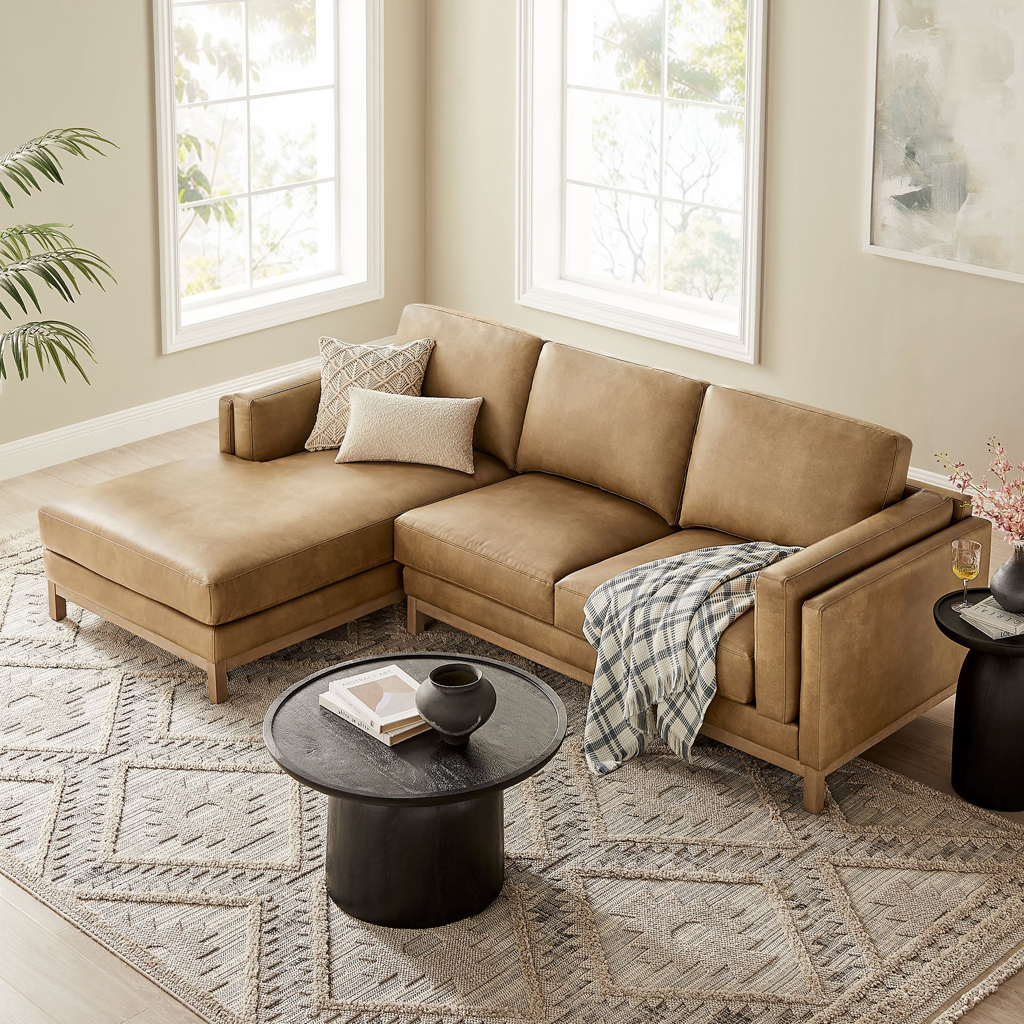 Modway Roscoe Left-Facing Vegan Leather Sectional Sofa with Chaise