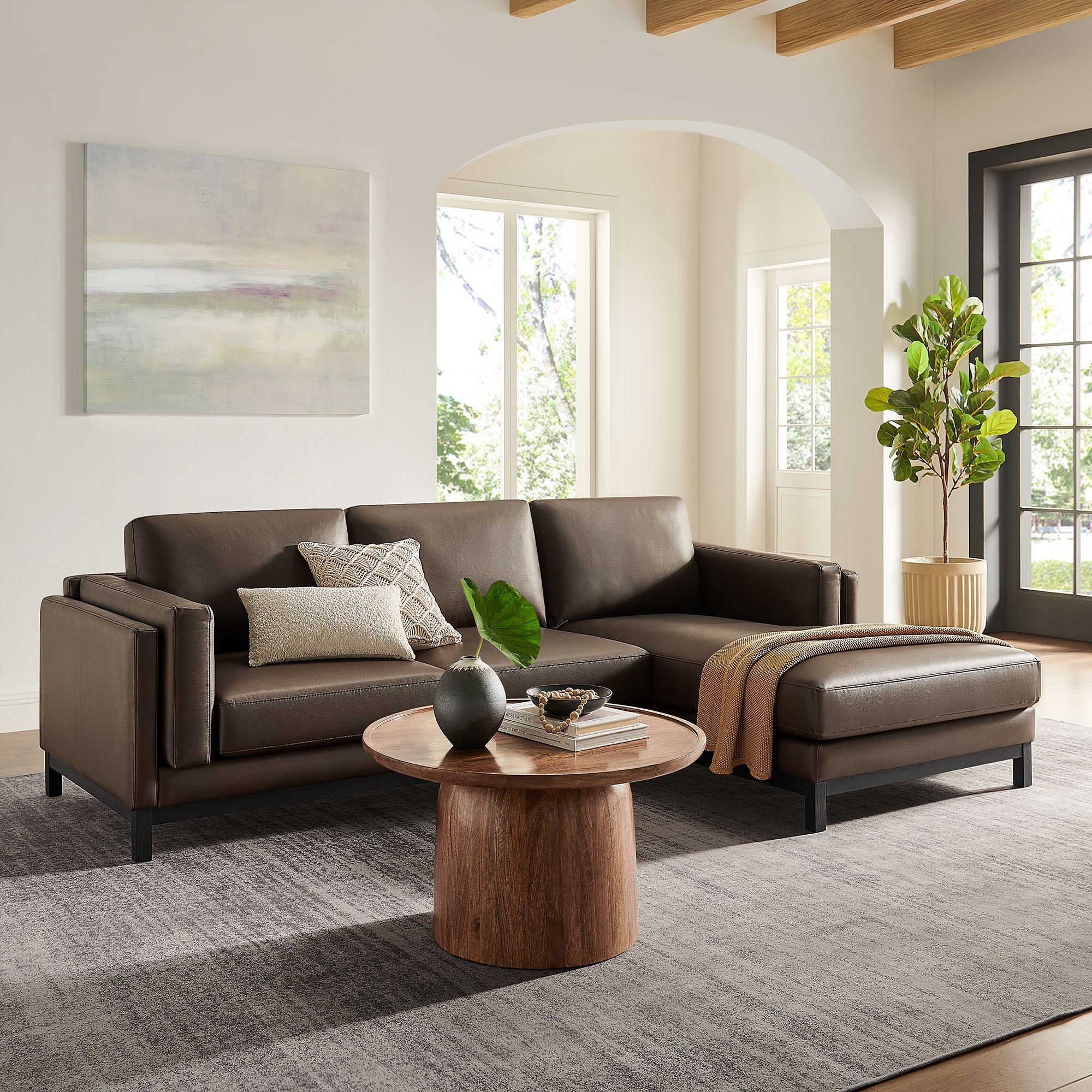 Modway Roscoe Right-Facing Vegan Leather Sectional Sofa with Chaise