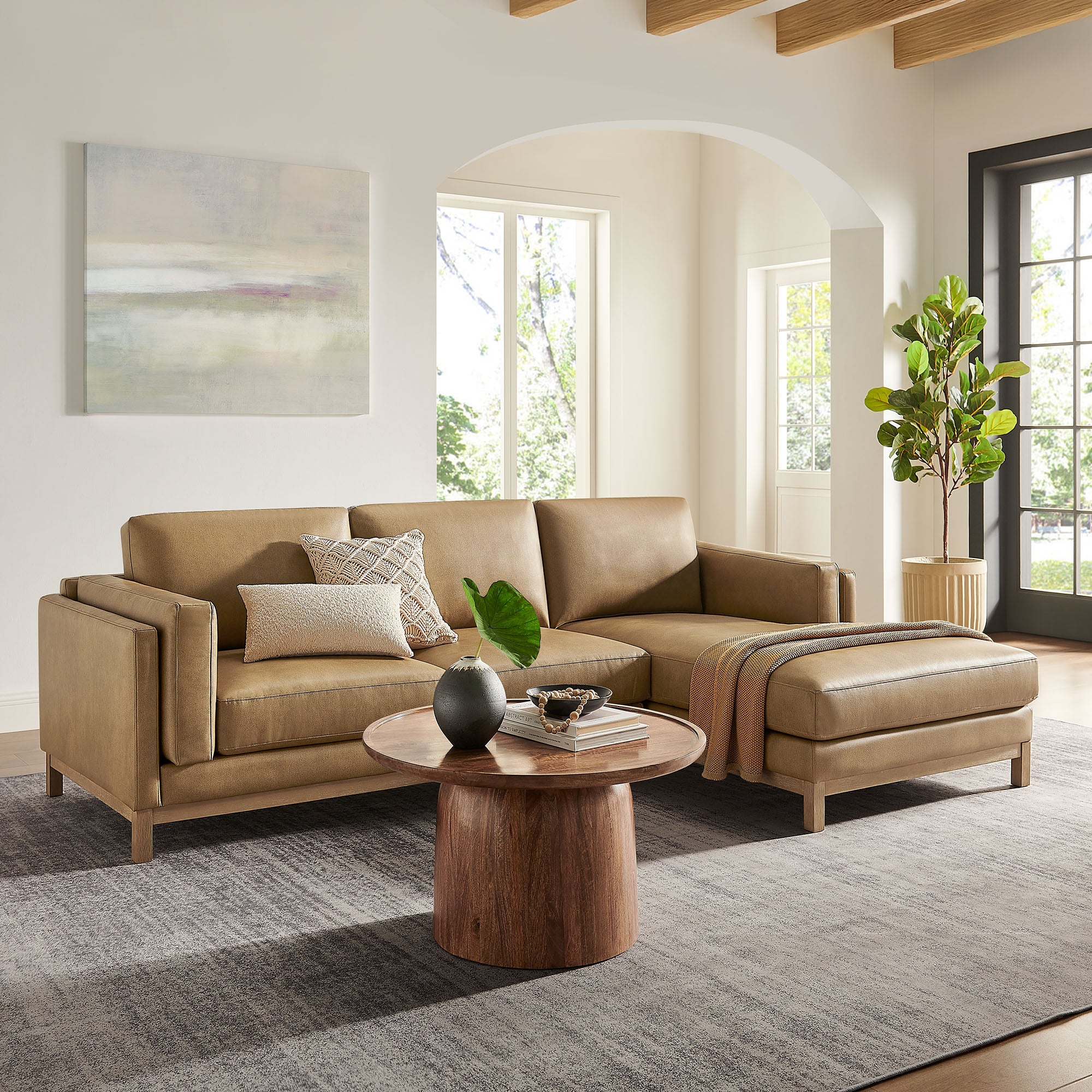 Modway Roscoe Right-Facing Vegan Leather Sectional Sofa with Chaise
