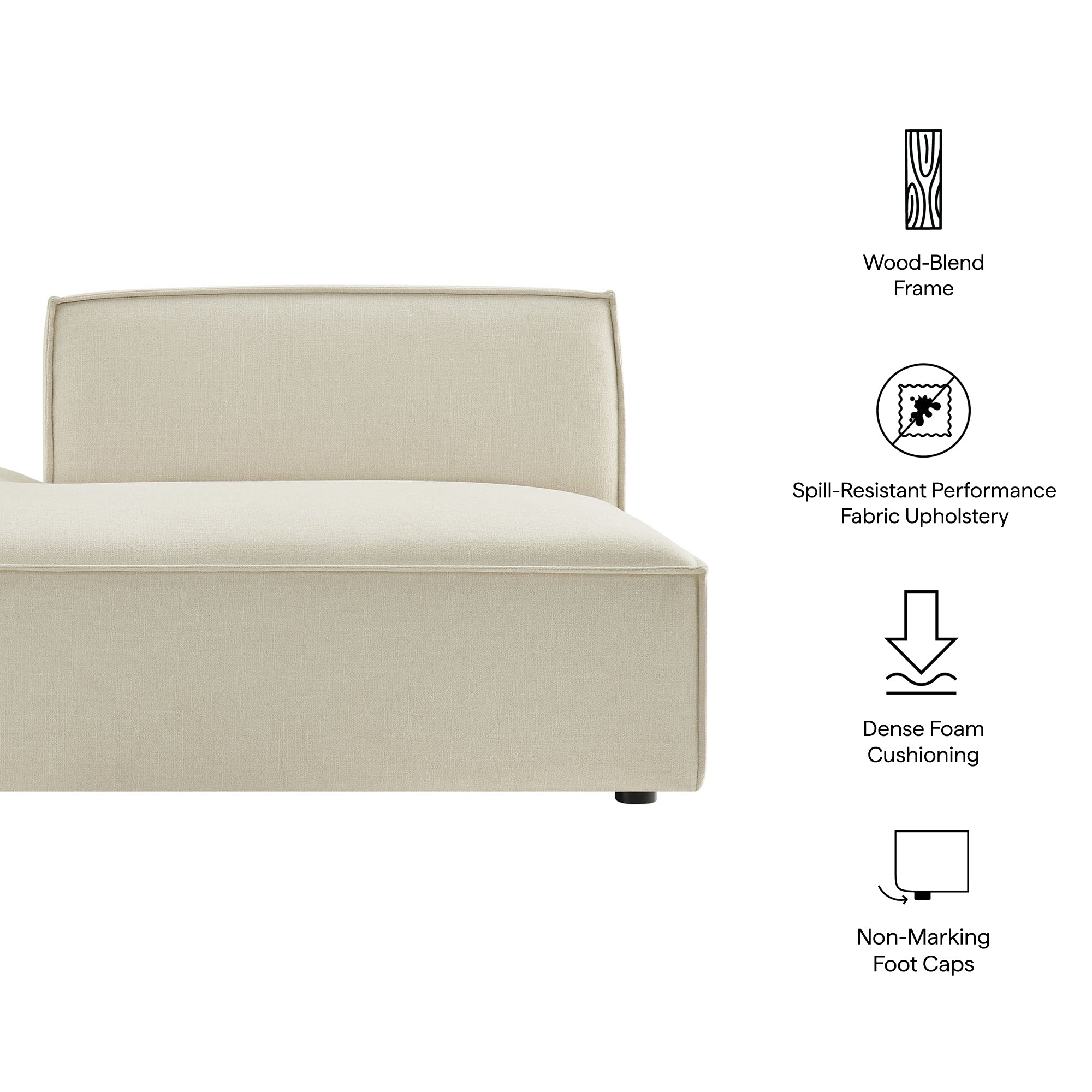 Modway EEI-7386 Restore Performance Fabric Upholstered Left-Facing Armless Modular Chaise