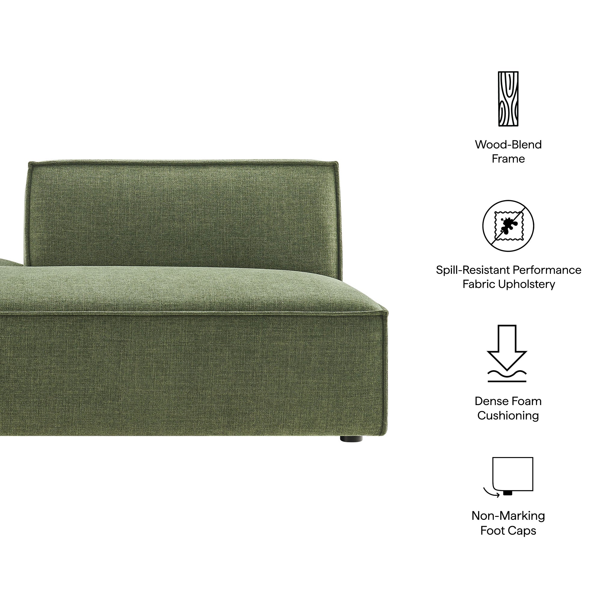 Modway EEI-7386 Restore Performance Fabric Upholstered Left-Facing Armless Modular Chaise