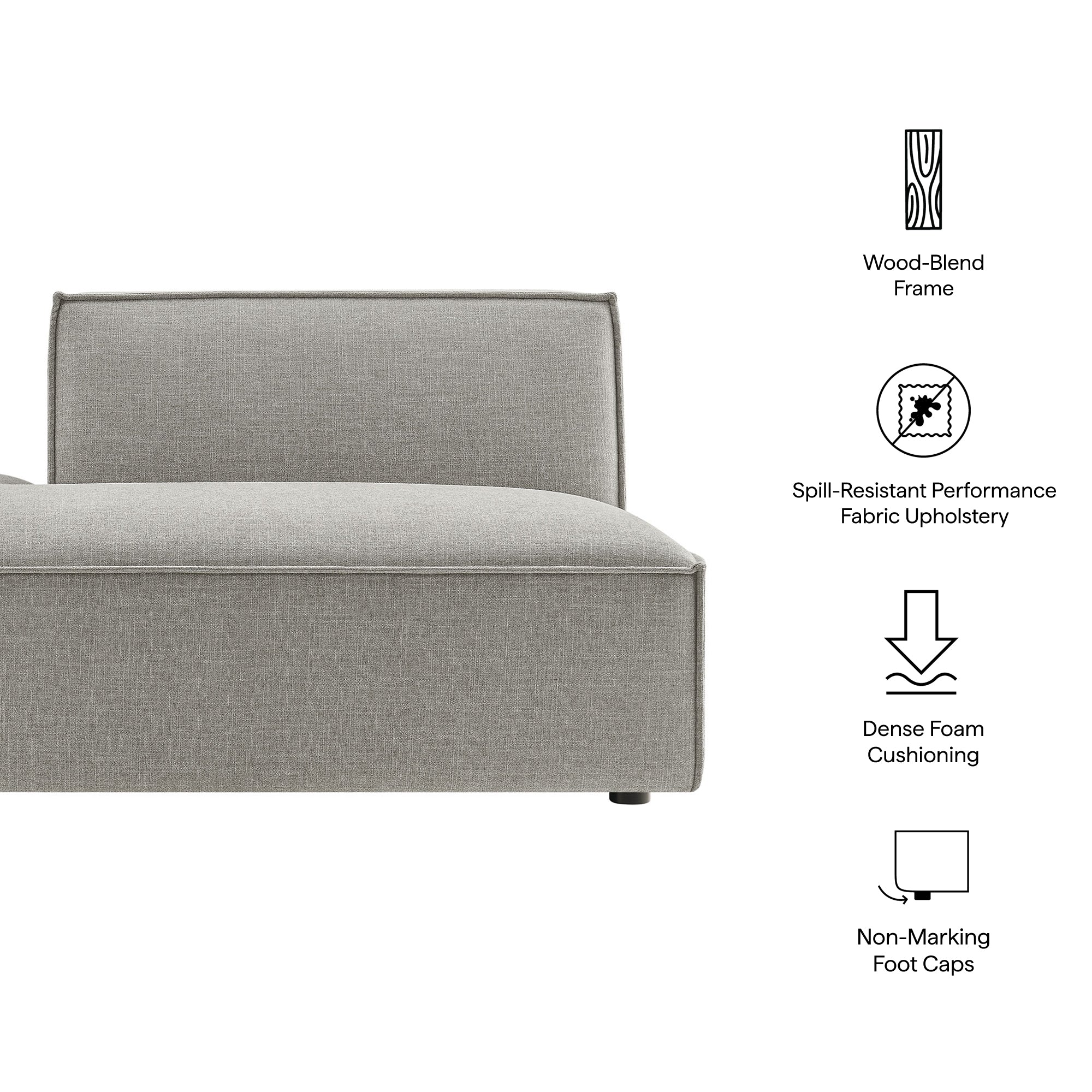 Modway EEI-7386 Restore Performance Fabric Upholstered Left-Facing Armless Modular Chaise