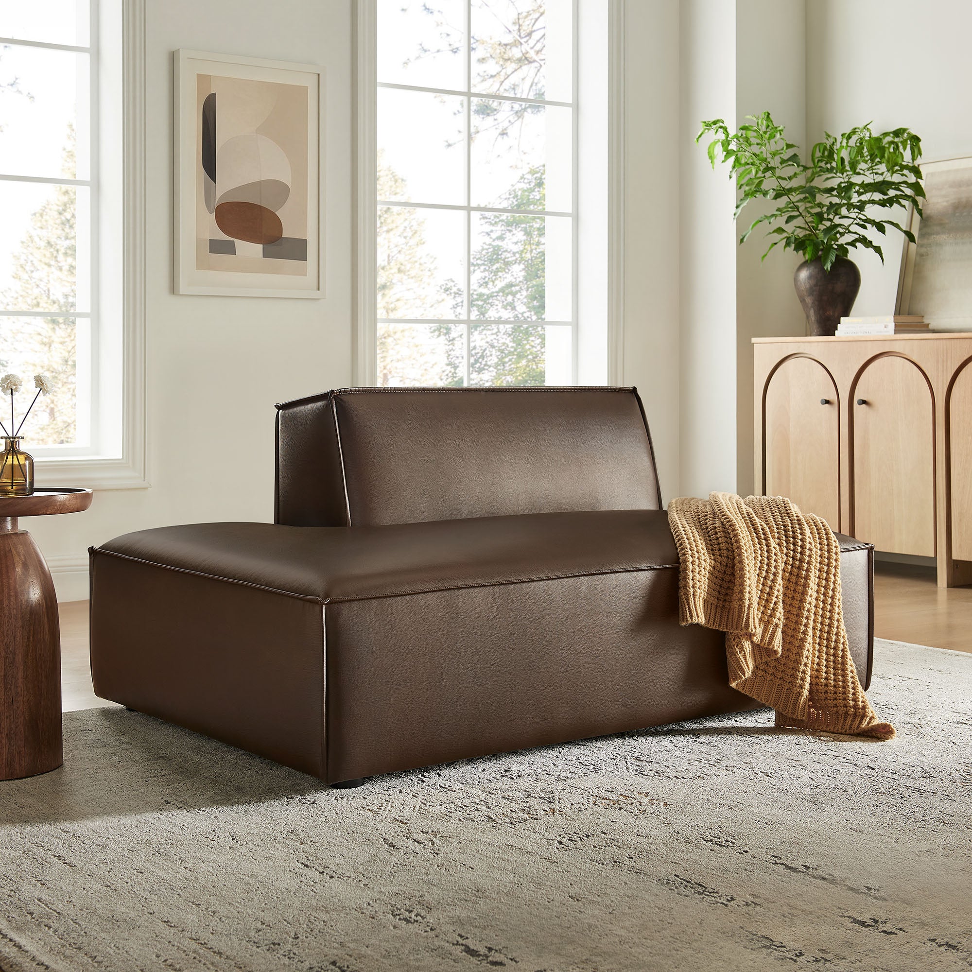 Modway EEI-7387 Restore Vegan Leather Left-Facing Armless Modular Chaise