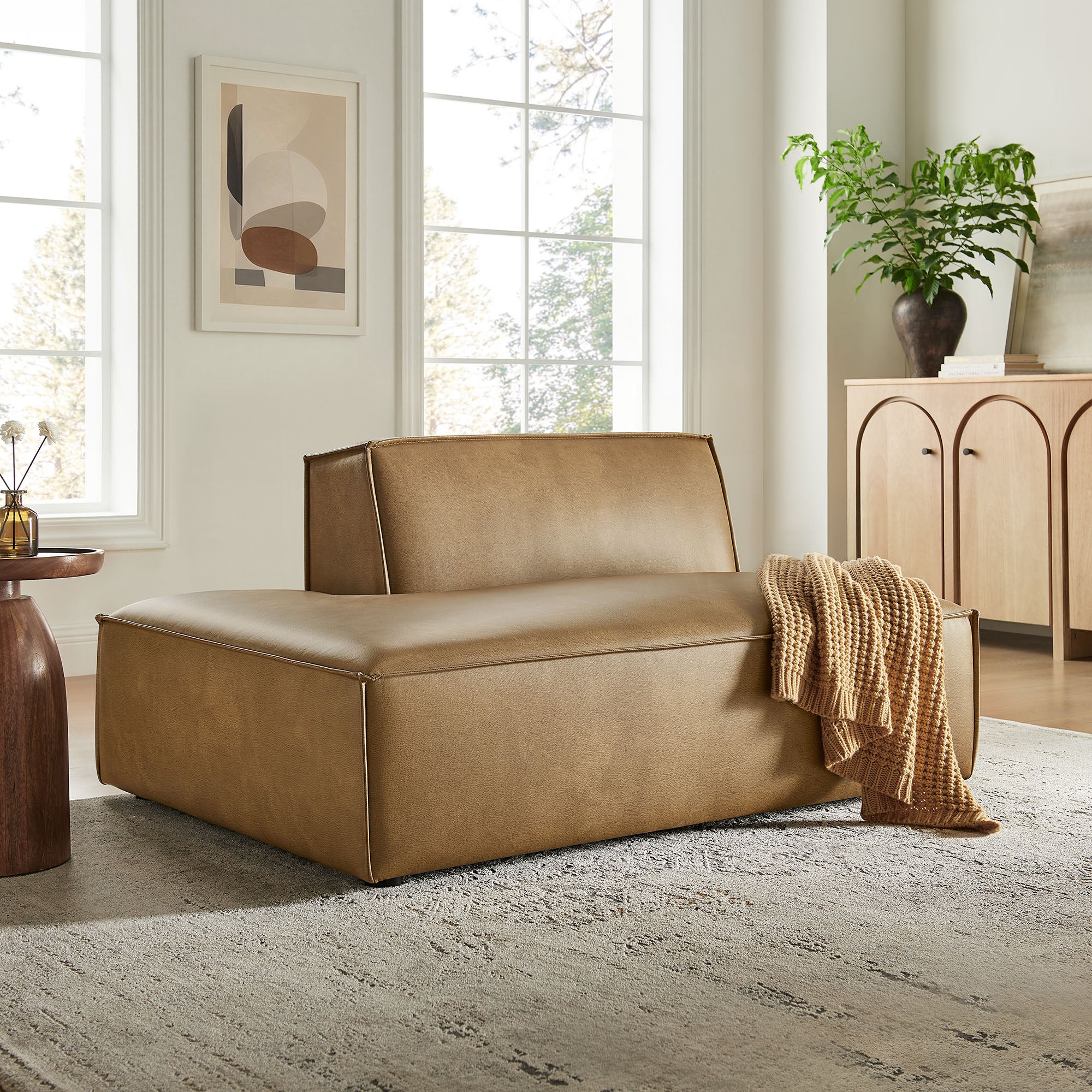 Modway EEI-7387 Restore Vegan Leather Left-Facing Armless Modular Chaise