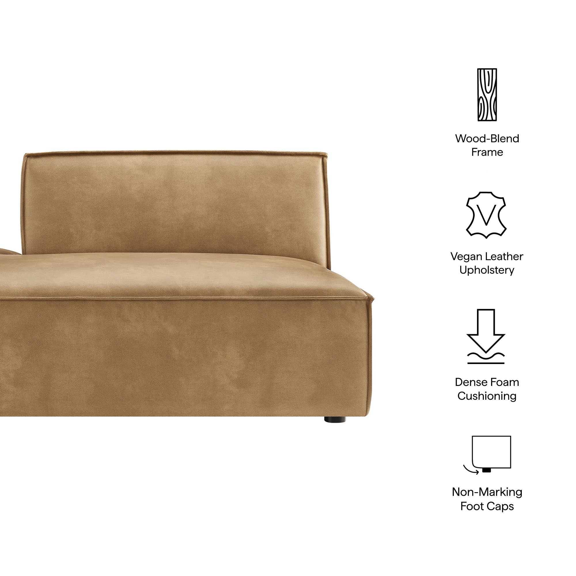 Modway EEI-7387 Restore Vegan Leather Left-Facing Armless Modular Chaise