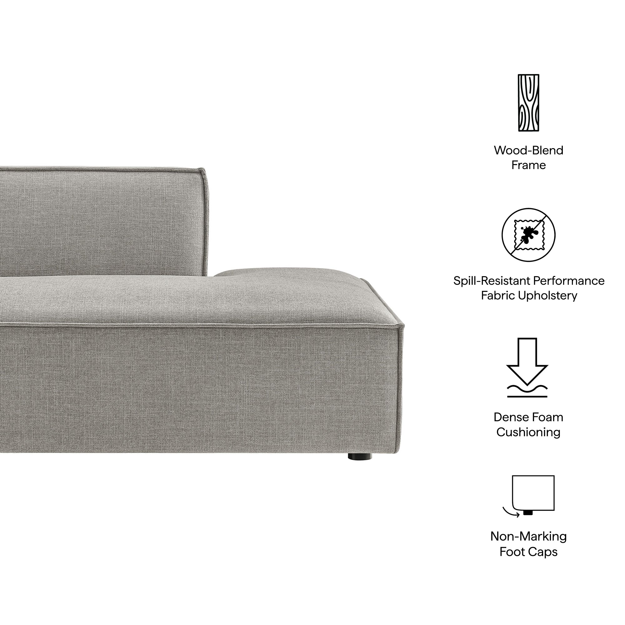 Modway EEI-7388 Restore Performance Fabric Upholstered Right-Facing Armless Modular Chaise