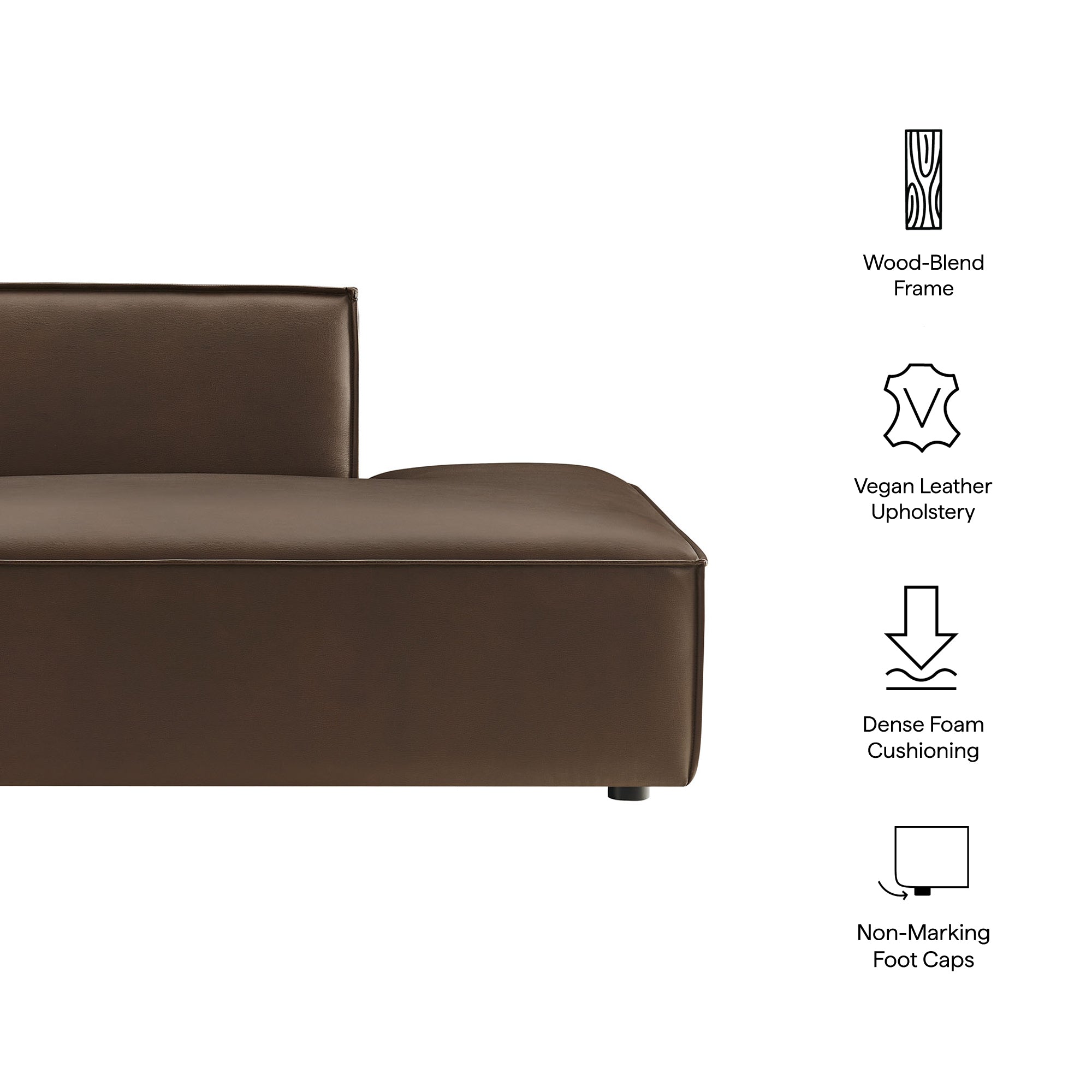 Modway EEI-7389 Restore Vegan Leather Right-Facing Armless Modular Chaise