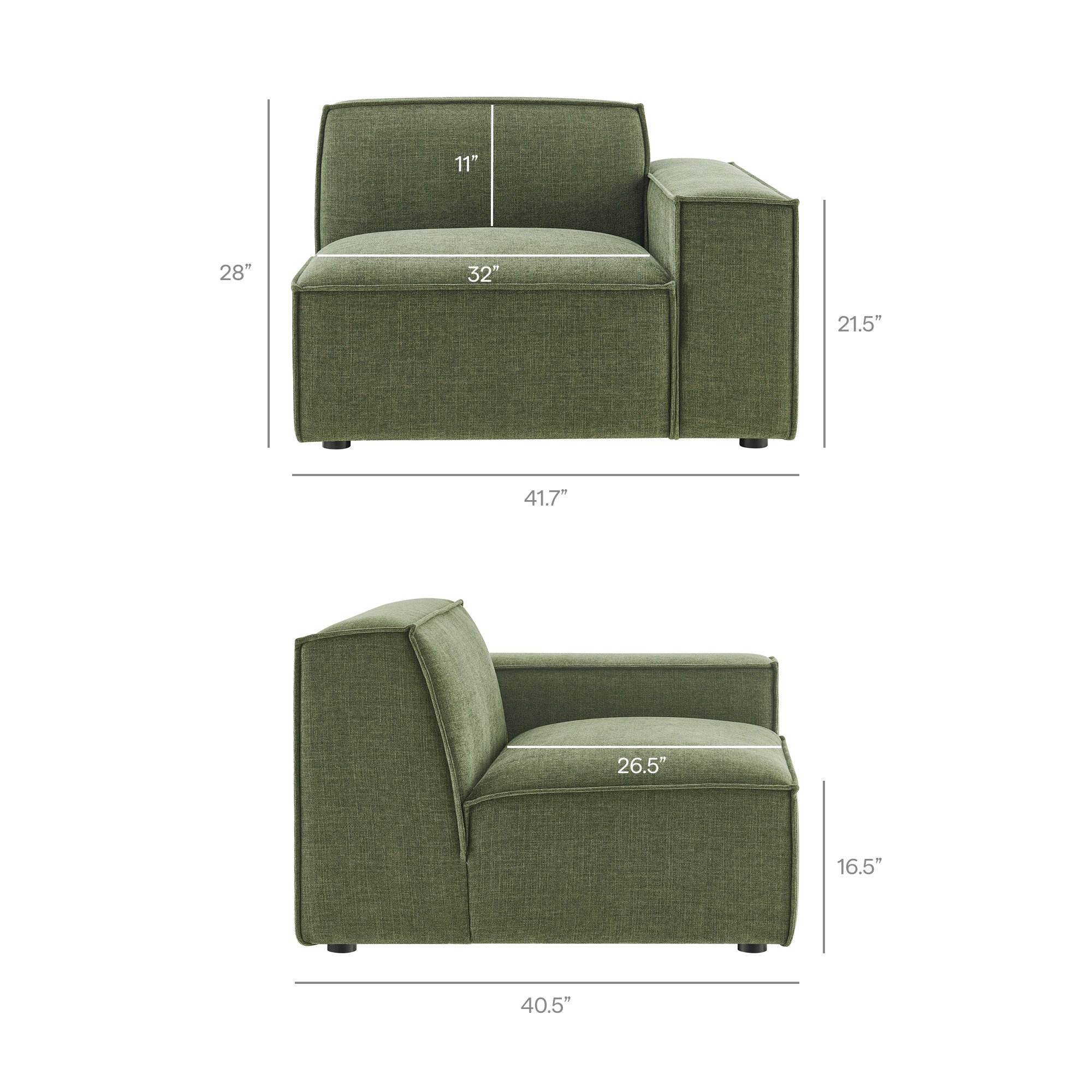 Modway EEI-7397 Restore Performance Fabric Upholstered Right-Facing Modular Lounge Chair