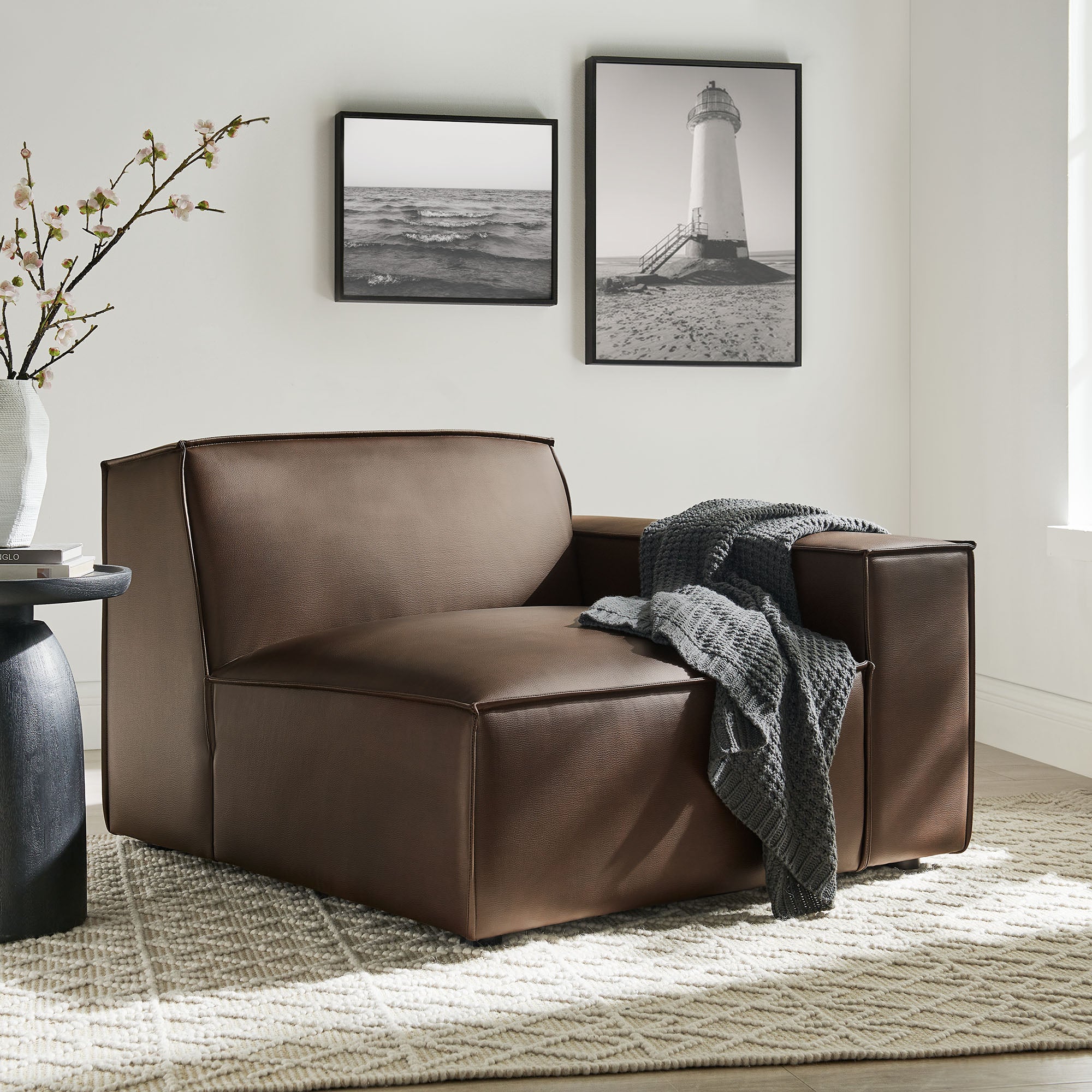 Modway EEI-7398 Restore Vegan Leather Right-Facing Modular Lounge Chair