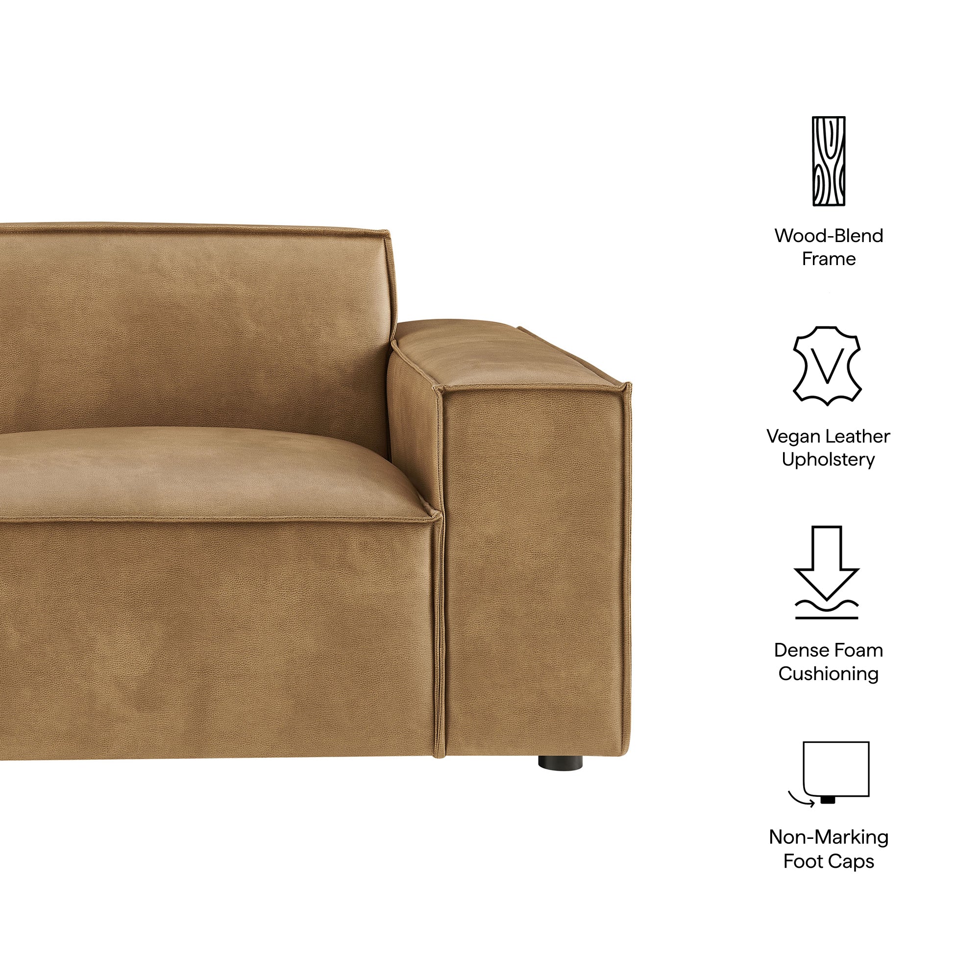 Modway EEI-7398 Restore Vegan Leather Right-Facing Modular Lounge Chair