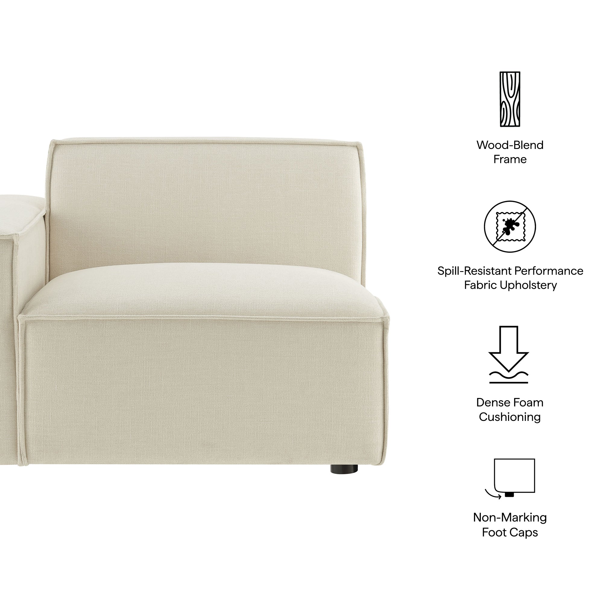 Modway EEI-7399 Restore Performance Fabric Upholstered Left-Facing Modular Lounge Chair