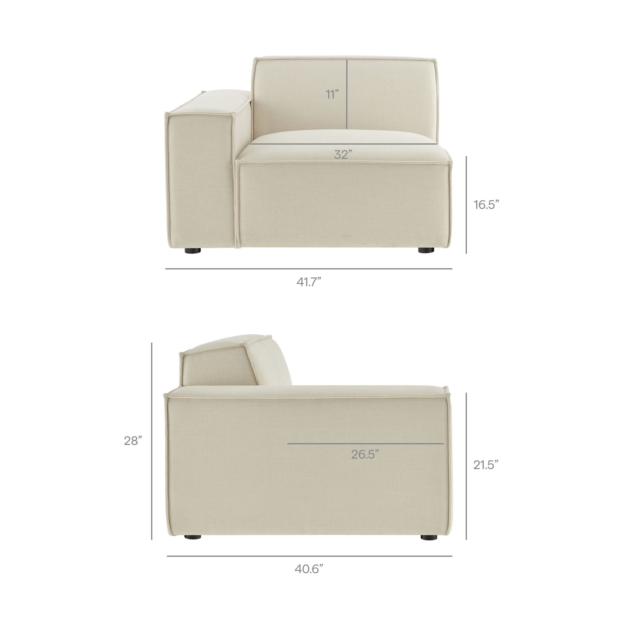 Modway EEI-7399 Restore Performance Fabric Upholstered Left-Facing Modular Lounge Chair