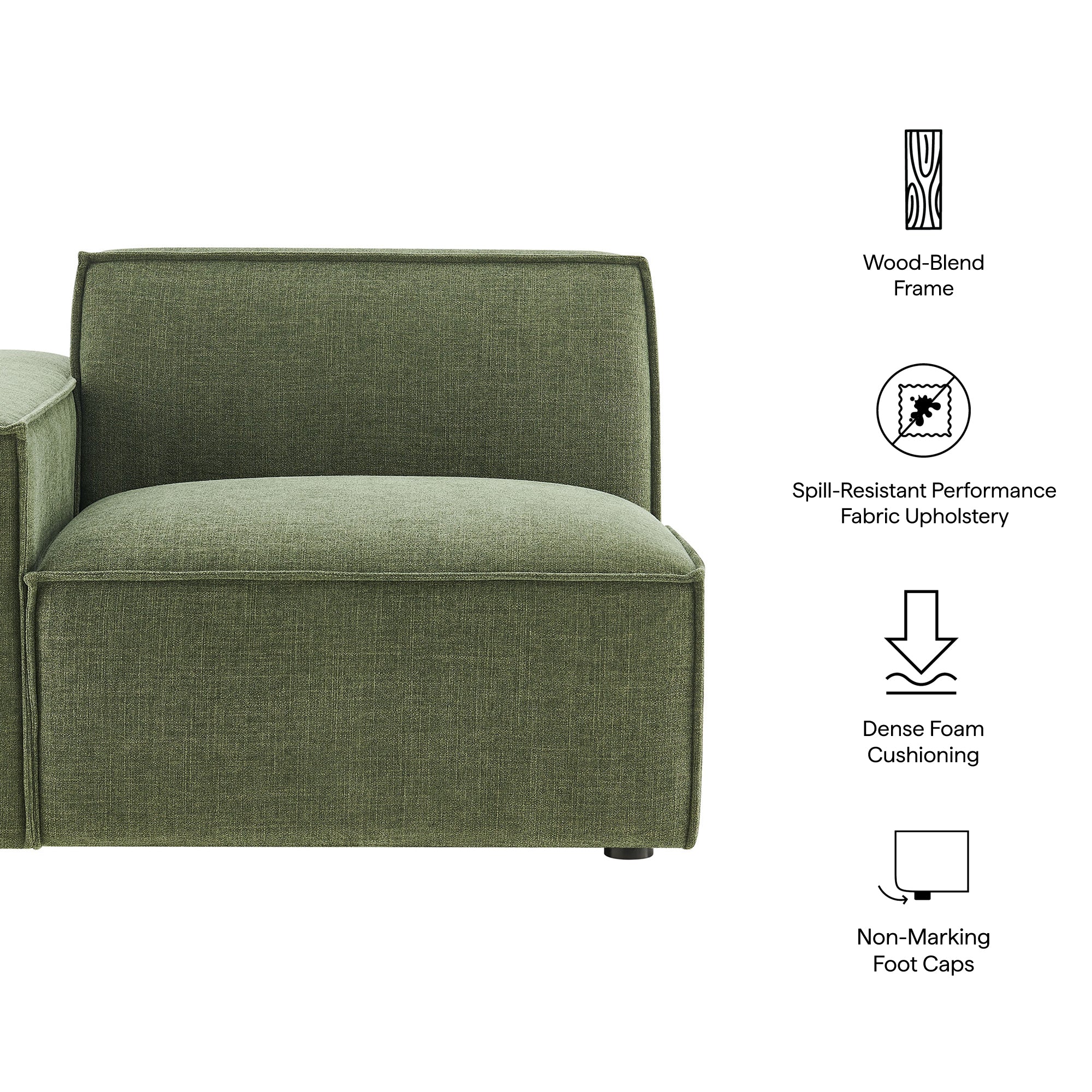 Modway EEI-7399 Restore Performance Fabric Upholstered Left-Facing Modular Lounge Chair