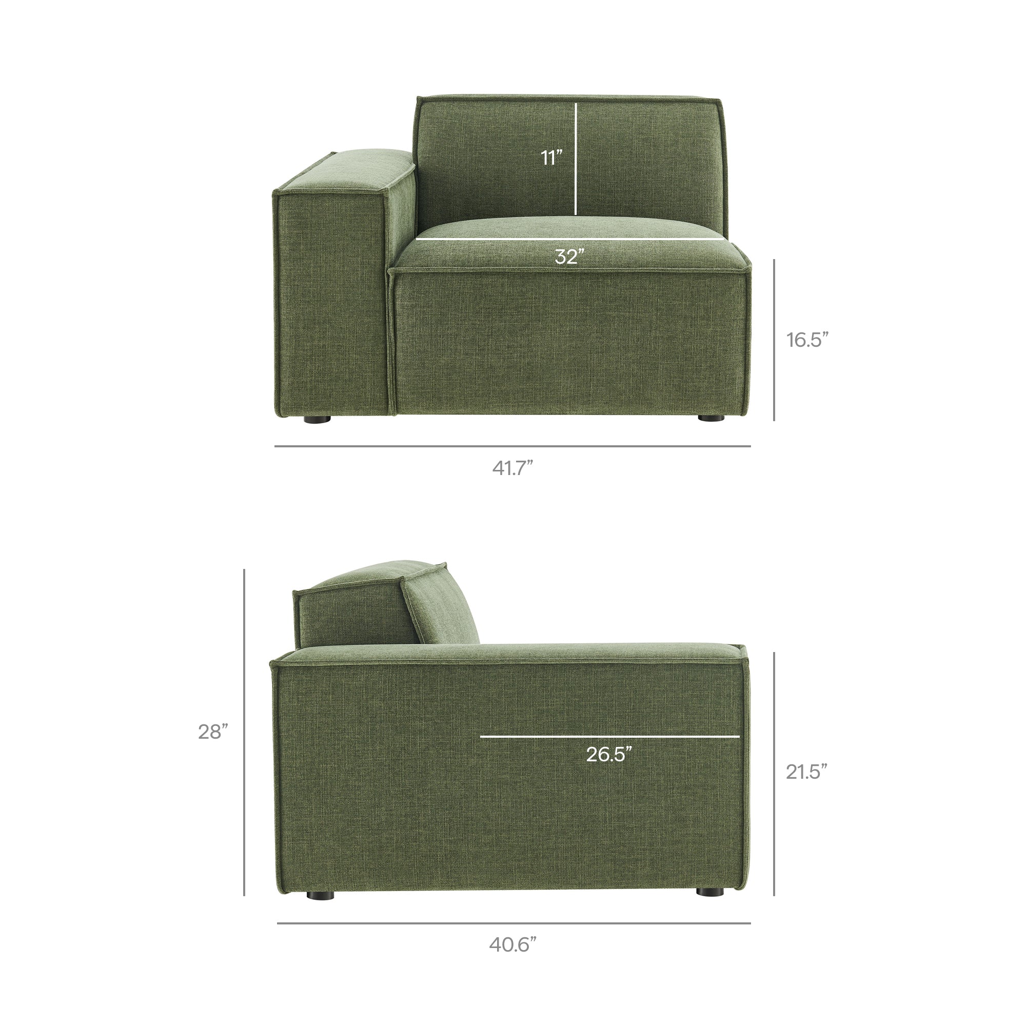 Modway EEI-7399 Restore Performance Fabric Upholstered Left-Facing Modular Lounge Chair