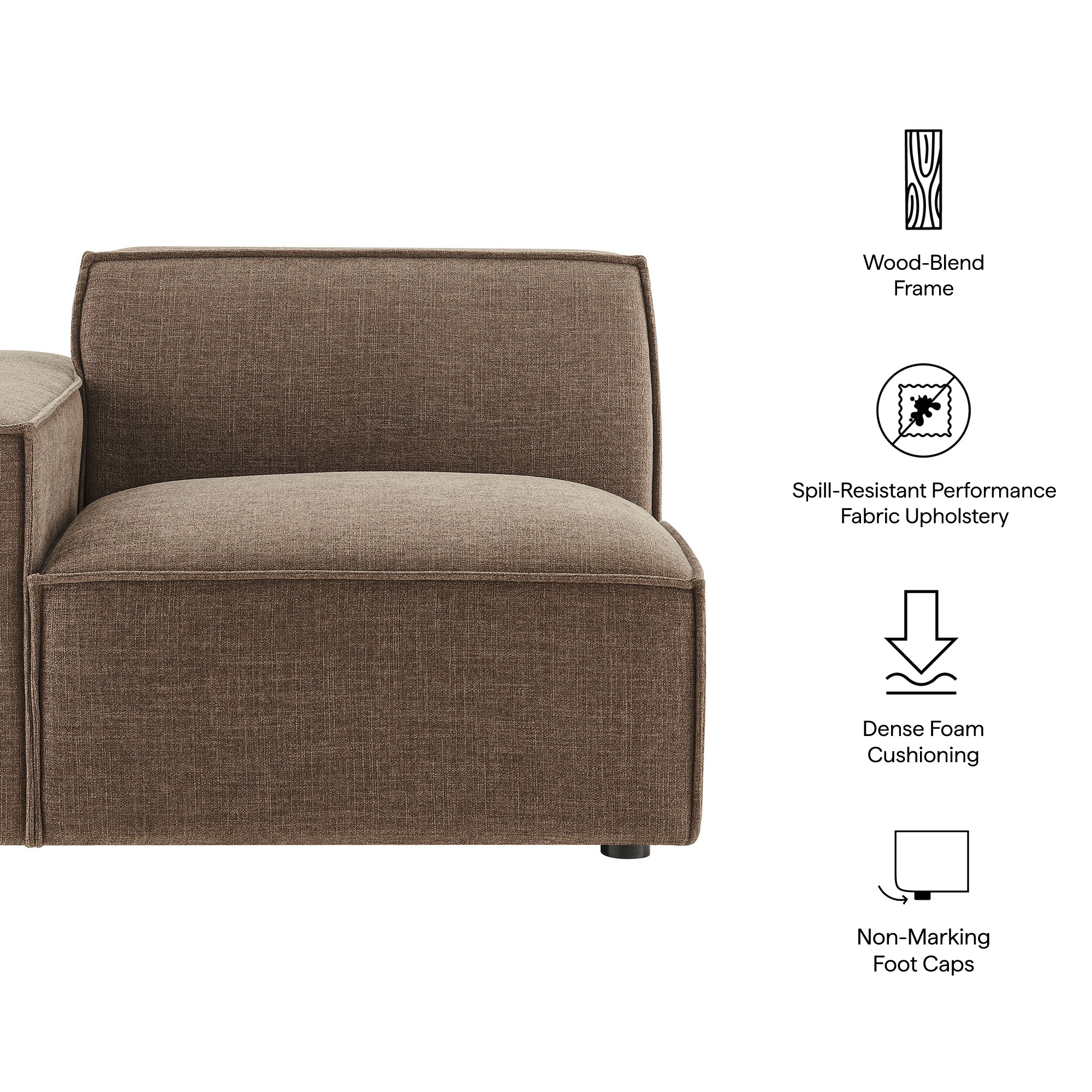 Modway EEI-7399 Restore Performance Fabric Upholstered Left-Facing Modular Lounge Chair