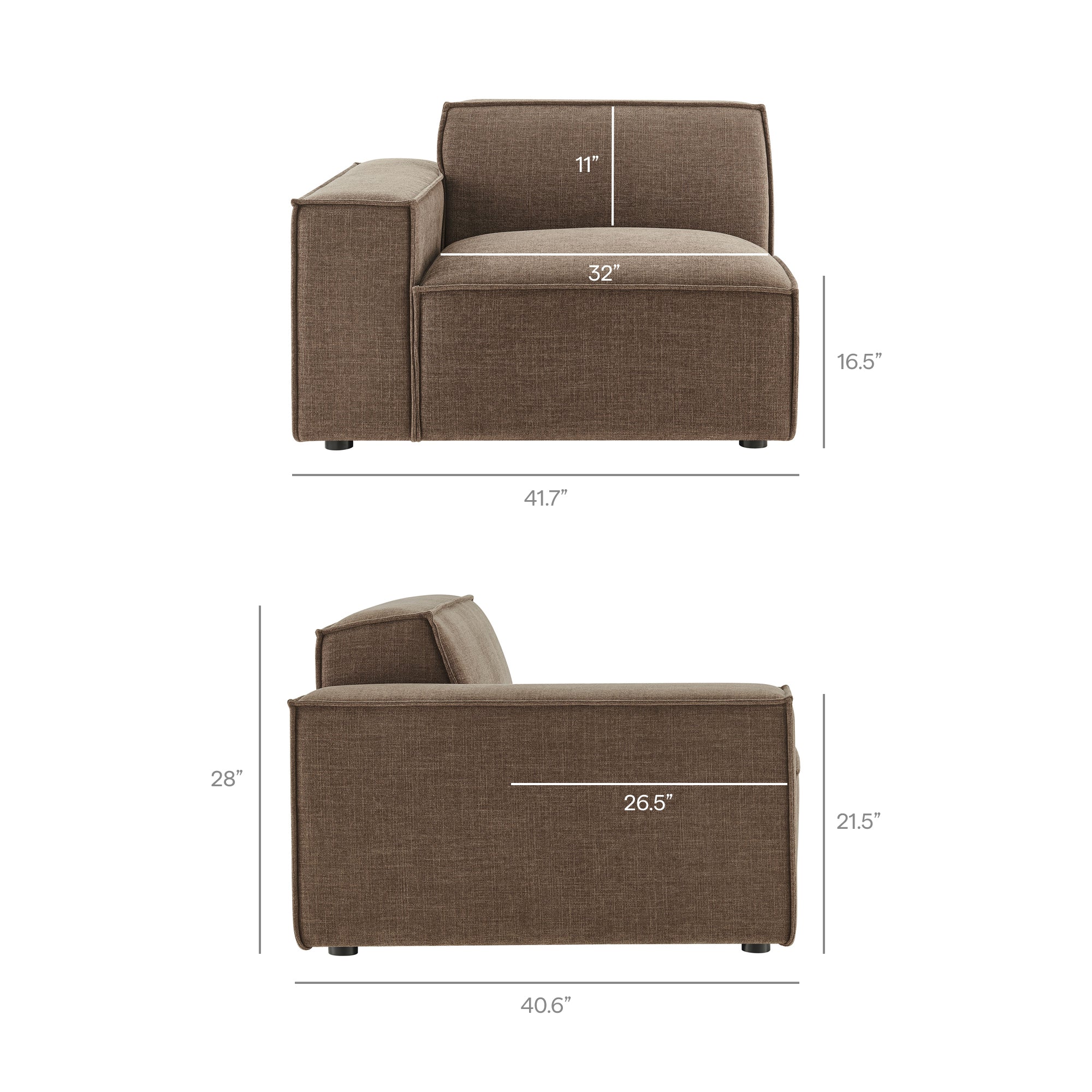 Modway EEI-7399 Restore Performance Fabric Upholstered Left-Facing Modular Lounge Chair