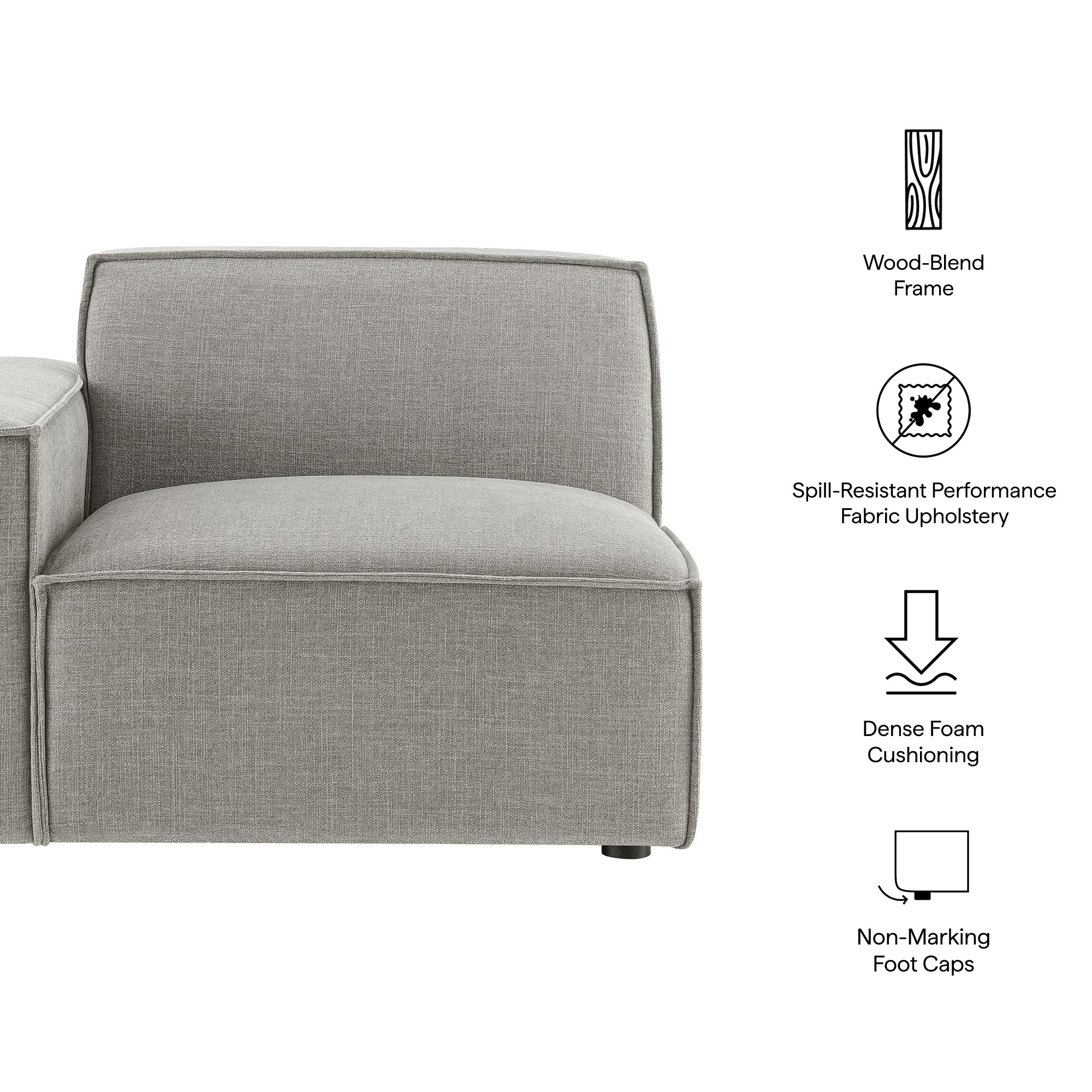 Modway EEI-7399 Restore Performance Fabric Upholstered Left-Facing Modular Lounge Chair