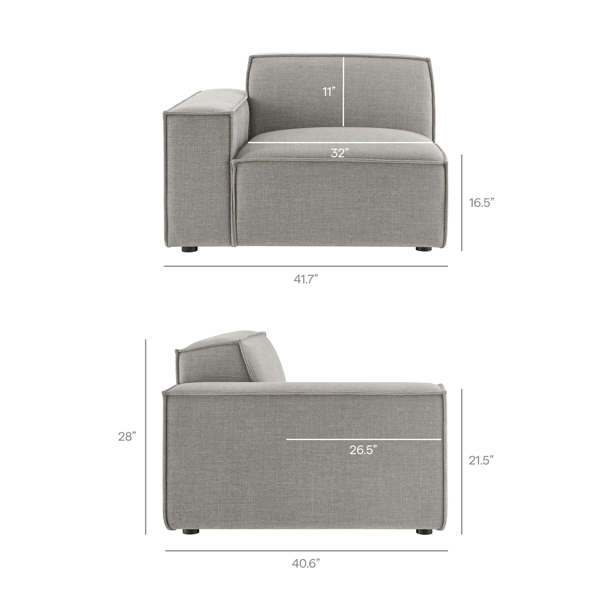 Modway EEI-7399 Restore Performance Fabric Upholstered Left-Facing Modular Lounge Chair