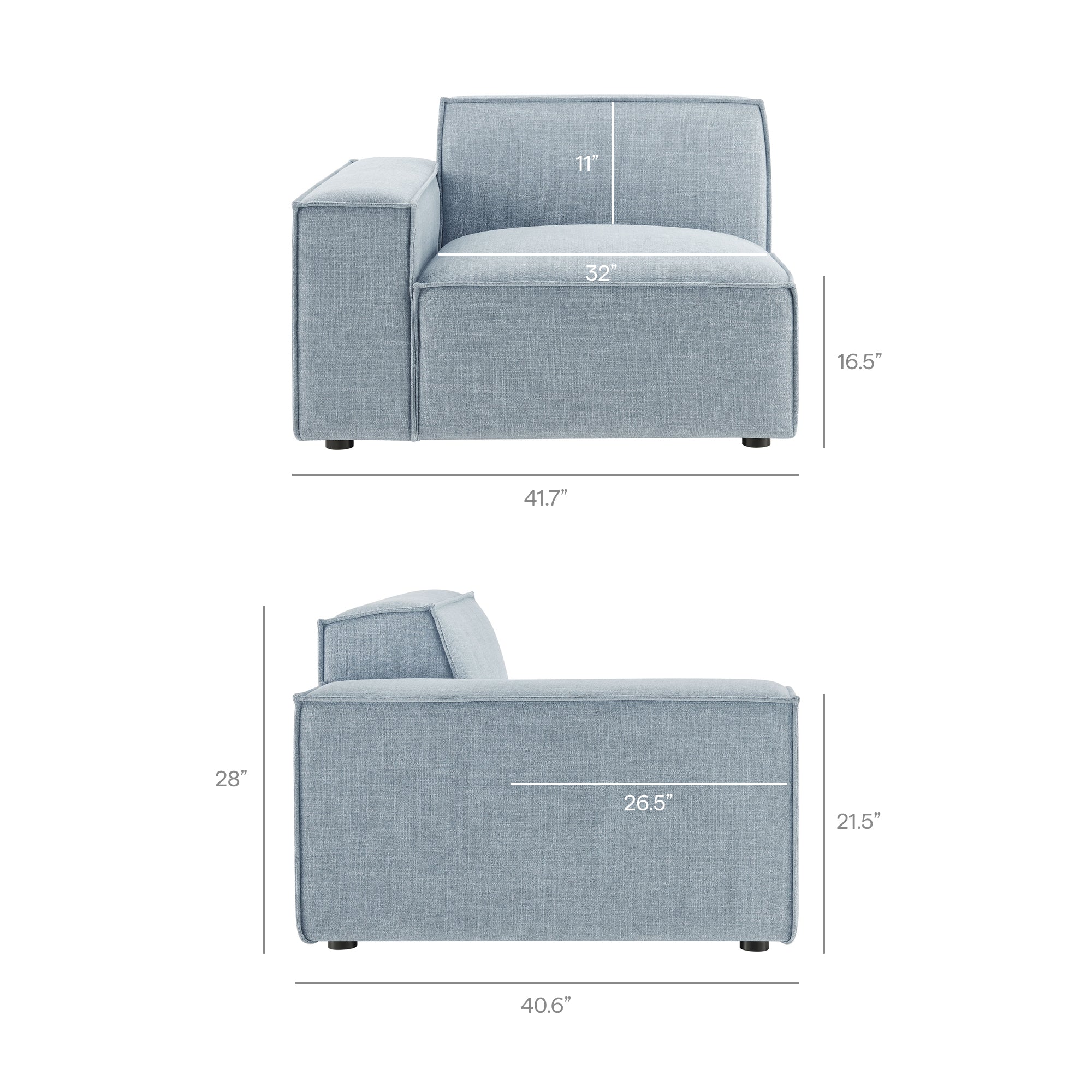 Modway EEI-7399 Restore Performance Fabric Upholstered Left-Facing Modular Lounge Chair