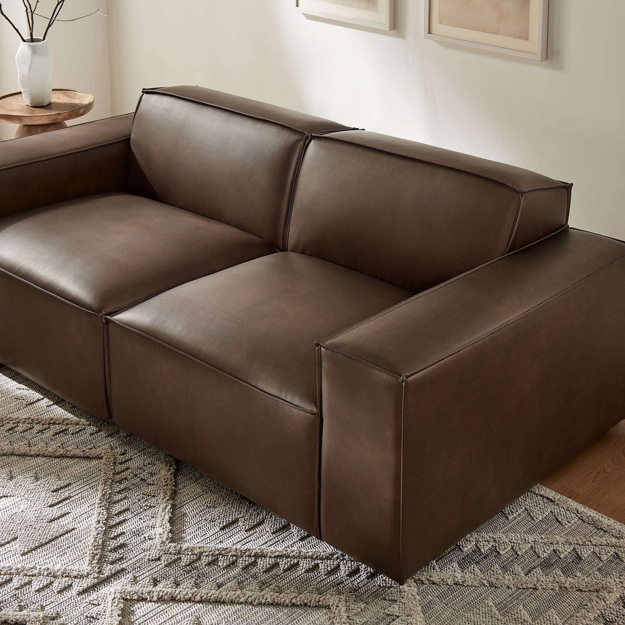 Modway EEI-7404 Restore 2-Piece Vegan Leather Modular Loveseat