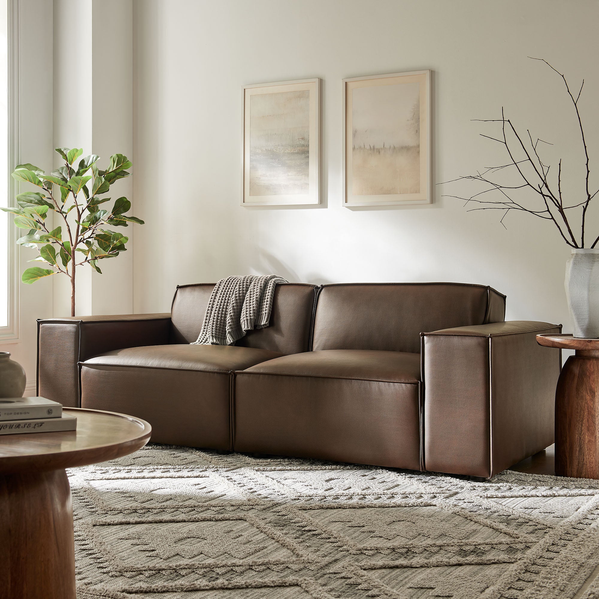 Modway EEI-7404 Restore 2-Piece Vegan Leather Modular Loveseat