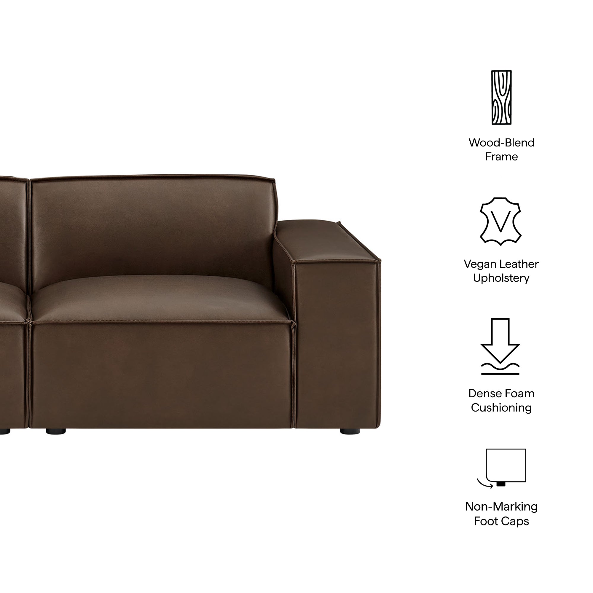 Modway EEI-7404 Restore 2-Piece Vegan Leather Modular Loveseat