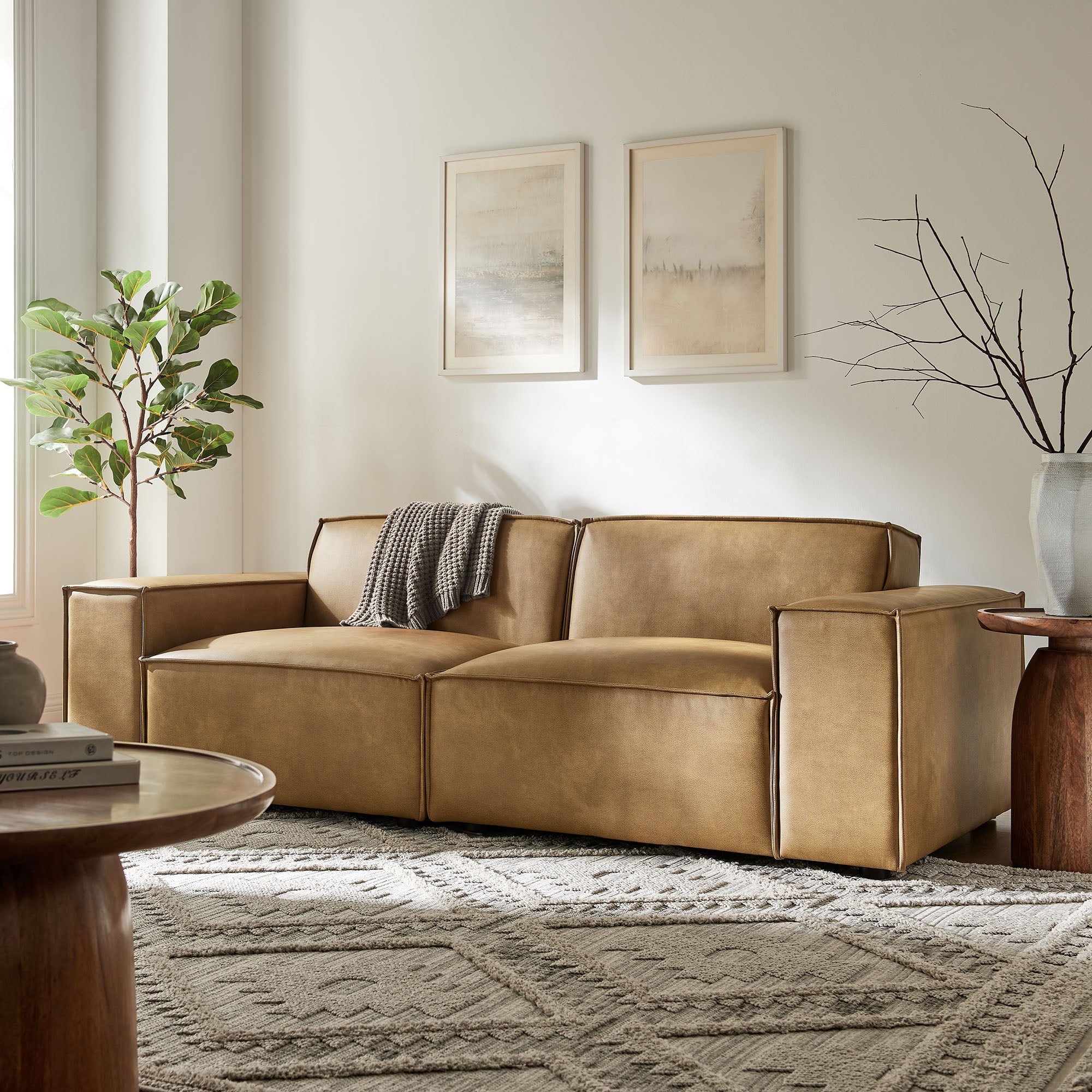 Modway EEI-7404 Restore 2-Piece Vegan Leather Modular Loveseat