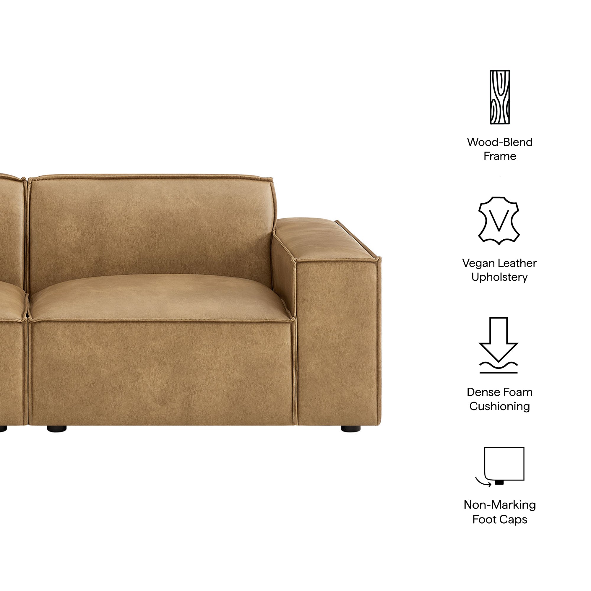 Modway EEI-7404 Restore 2-Piece Vegan Leather Modular Loveseat