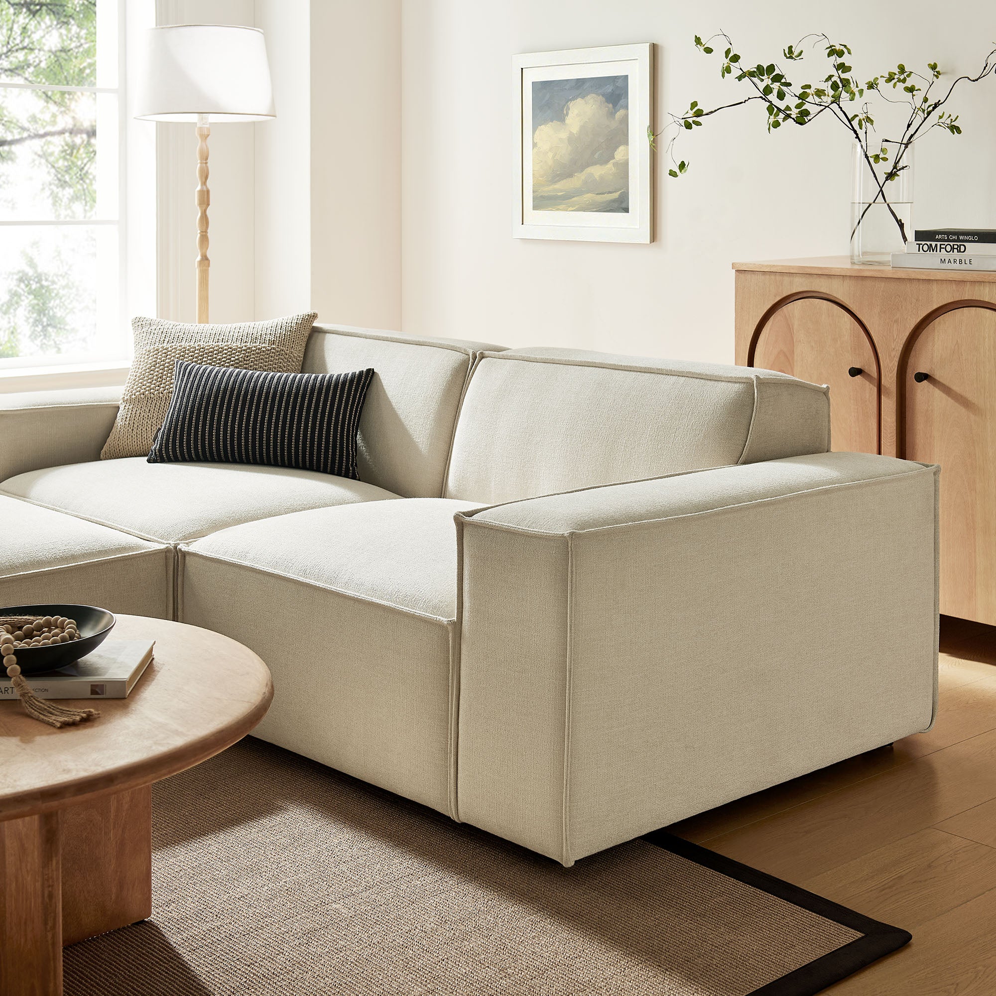 Modway EEI-7405 Restore 3-Piece Performance Fabric Upholstered Modular Loveseat with Ottoman