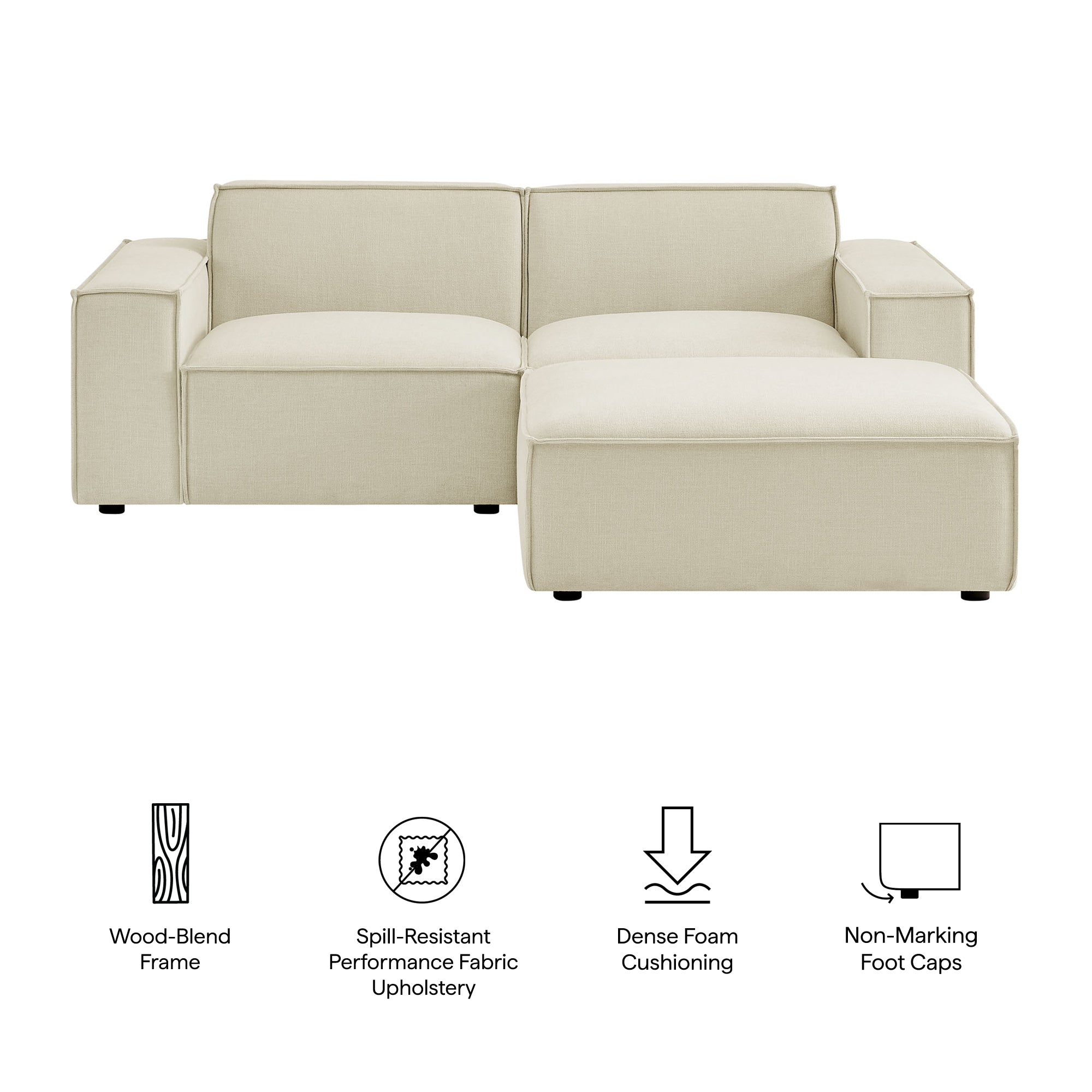 Modway EEI-7405 Restore 3-Piece Performance Fabric Upholstered Modular Loveseat with Ottoman