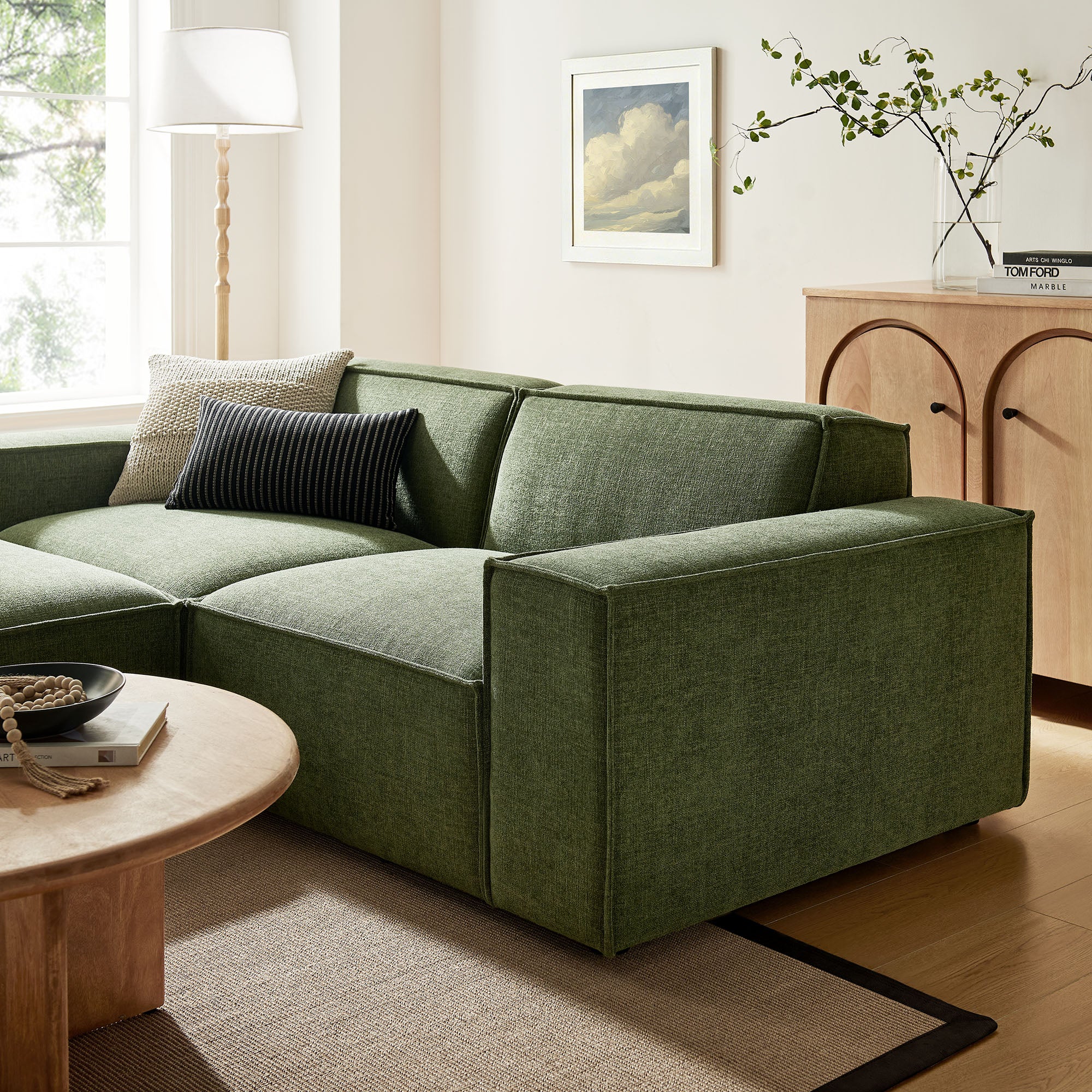 Modway EEI-7405 Restore 3-Piece Performance Fabric Upholstered Modular Loveseat with Ottoman