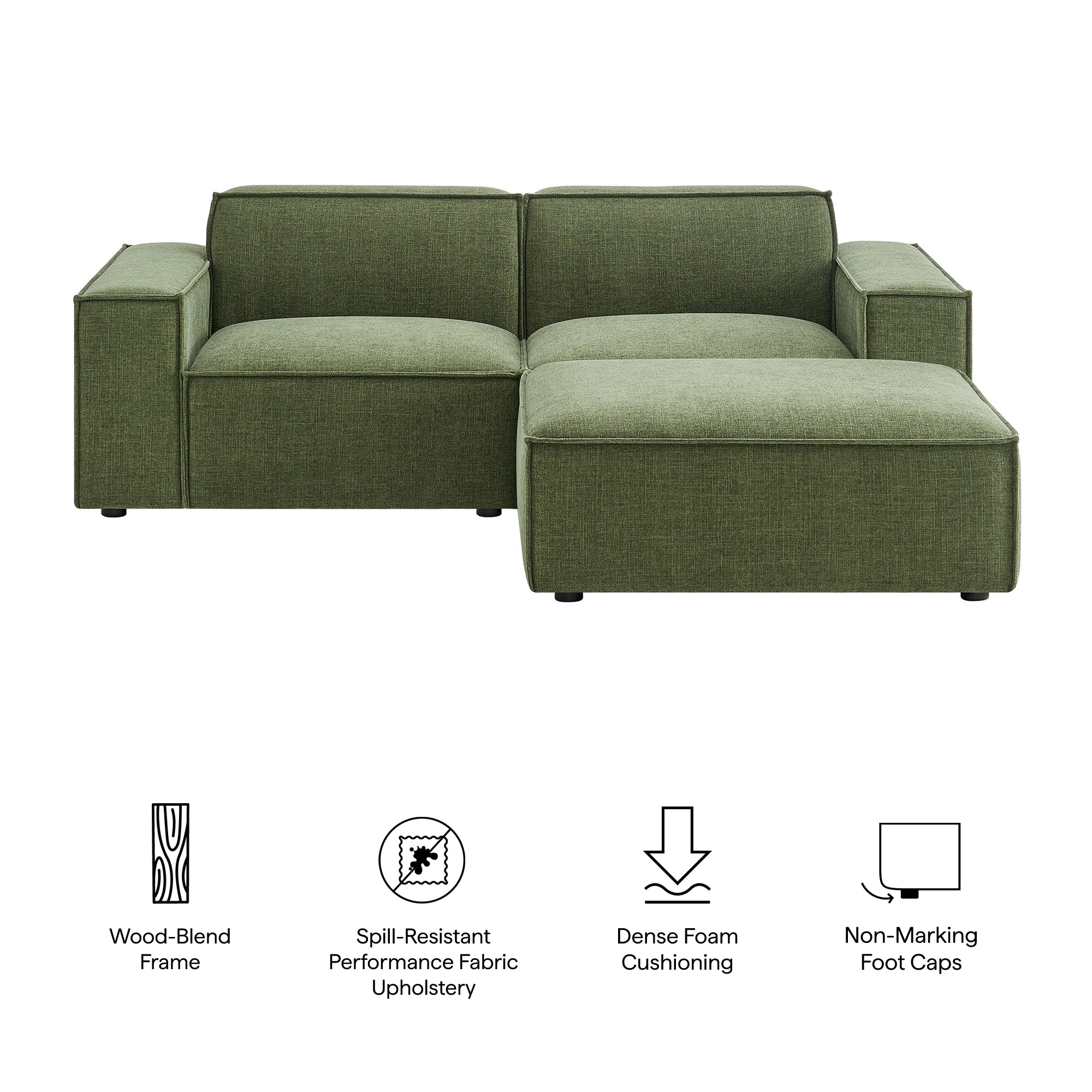 Modway EEI-7405 Restore 3-Piece Performance Fabric Upholstered Modular Loveseat with Ottoman