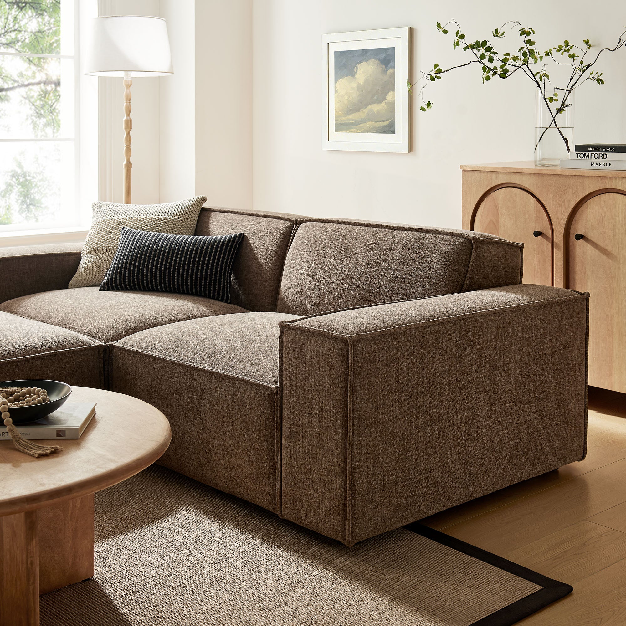 Modway EEI-7405 Restore 3-Piece Performance Fabric Upholstered Modular Loveseat with Ottoman