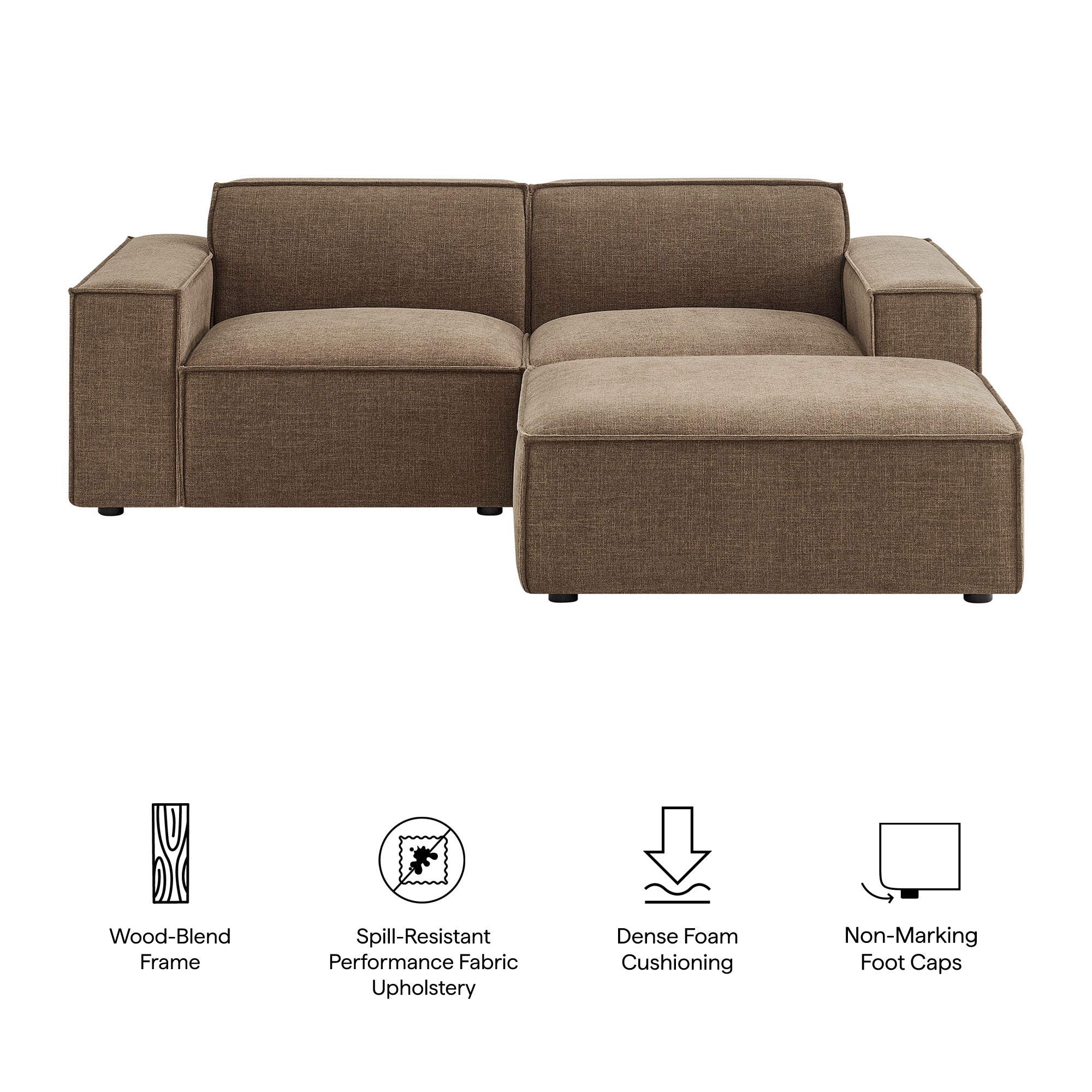 Modway EEI-7405 Restore 3-Piece Performance Fabric Upholstered Modular Loveseat with Ottoman