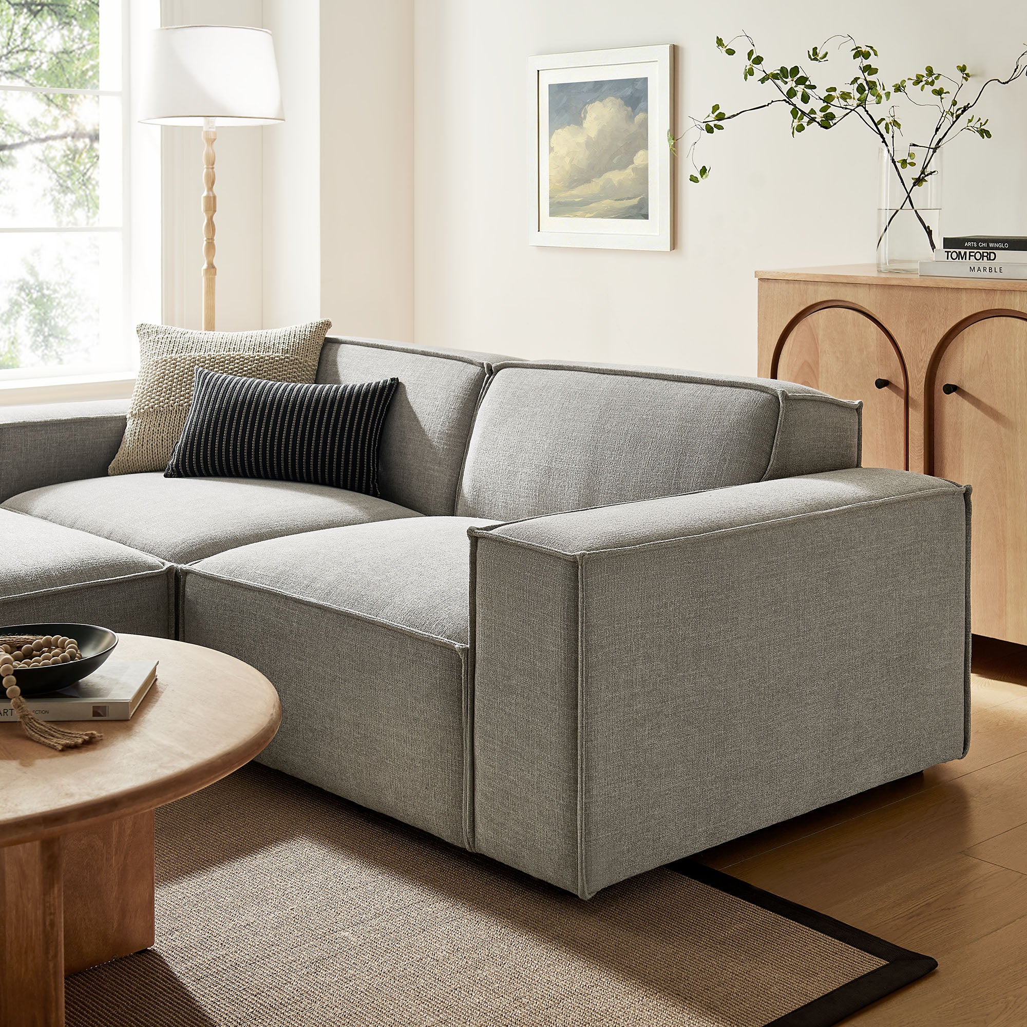 Modway EEI-7405 Restore 3-Piece Performance Fabric Upholstered Modular Loveseat with Ottoman