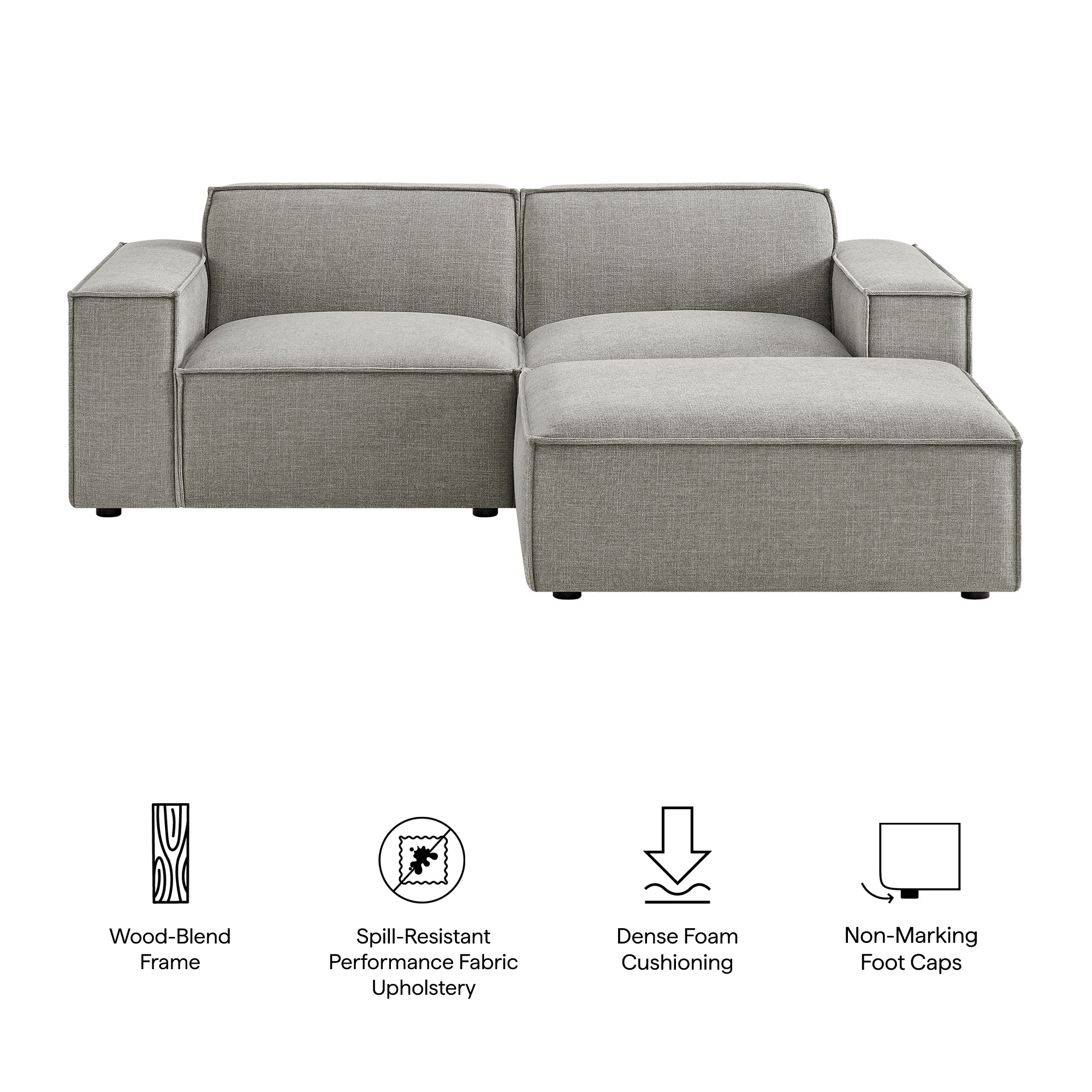 Modway EEI-7405 Restore 3-Piece Performance Fabric Upholstered Modular Loveseat with Ottoman