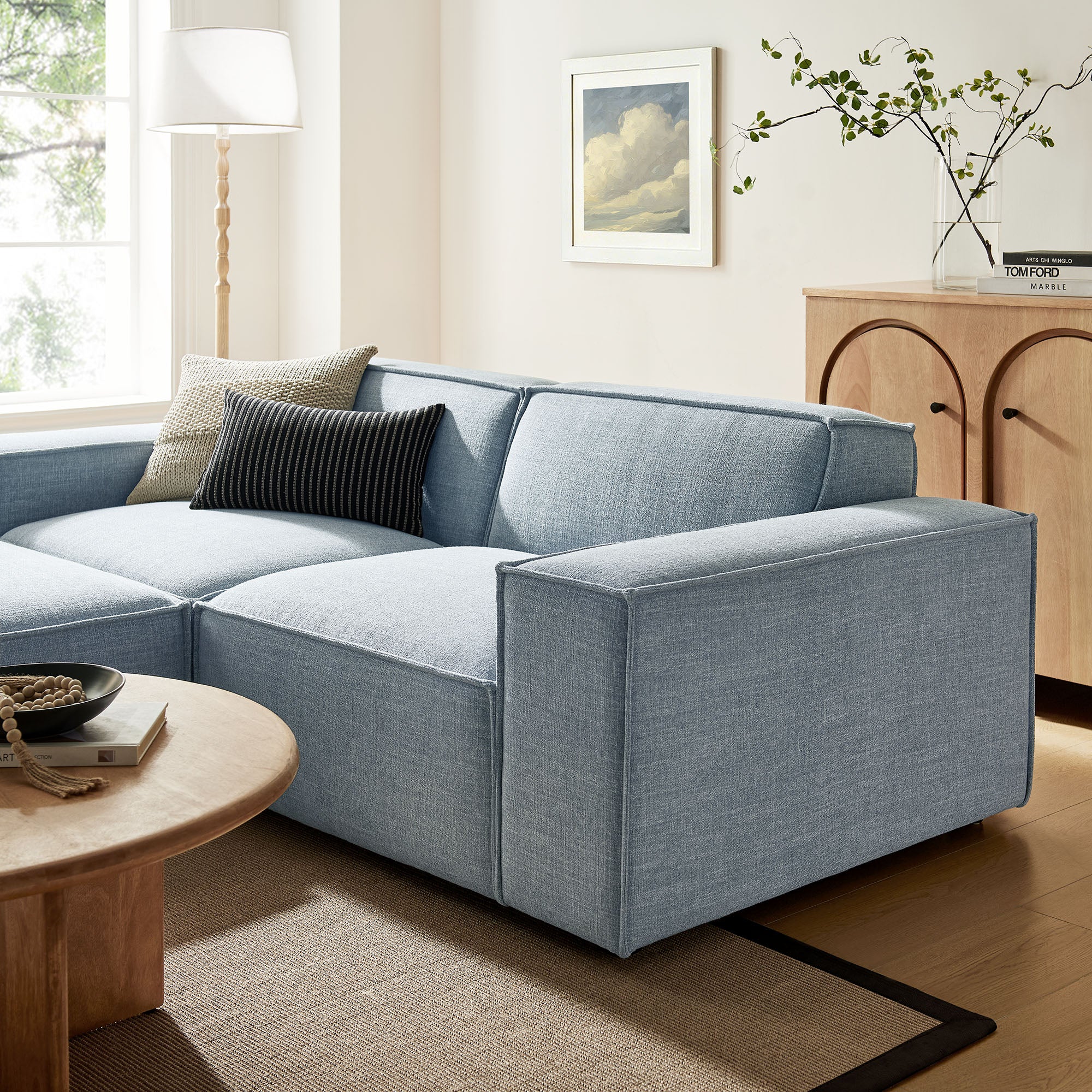 Modway EEI-7405 Restore 3-Piece Performance Fabric Upholstered Modular Loveseat with Ottoman