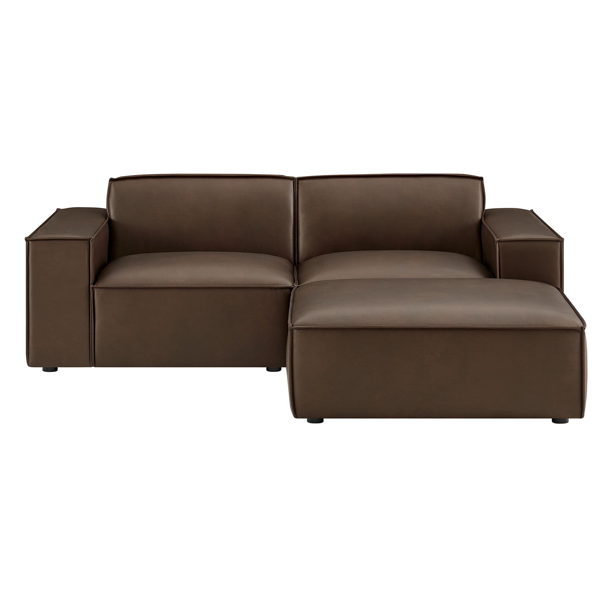 Modway EEI-7406 Restore 3-Piece Vegan Leather Modular Loveseat with Ottoman